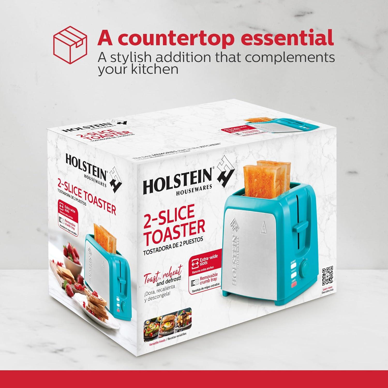 Tostadora Eléctrica 2 Rebanadas Holstein Verde Teal Acero Inoxidable