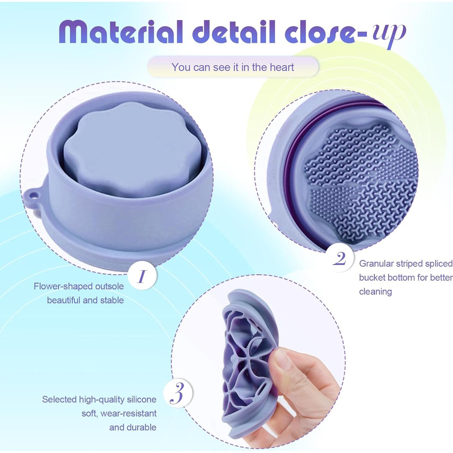 Limpiador de Brochas de Maquillaje 2 en 1 QQCQHVMIYC Púrpura