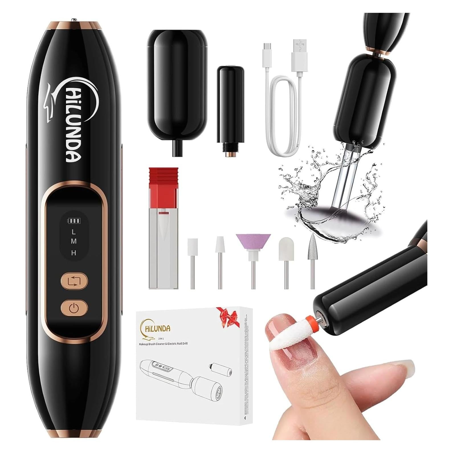 Limpiadora de Brochas y Taladro de Uñas HiLUNDA 2-en-1