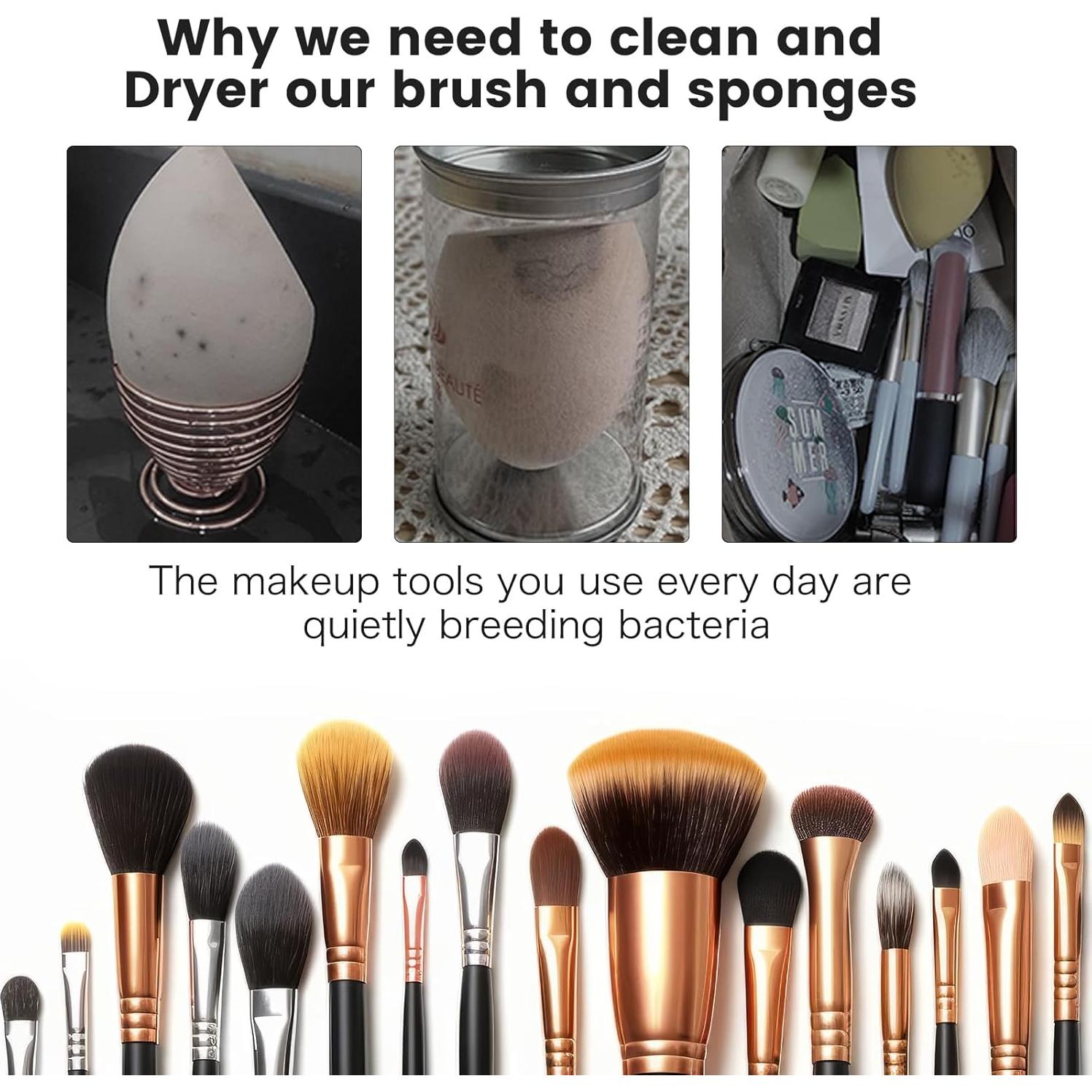 Secadora de Brochas y Esponjas de Maquillaje Puntken 12+2