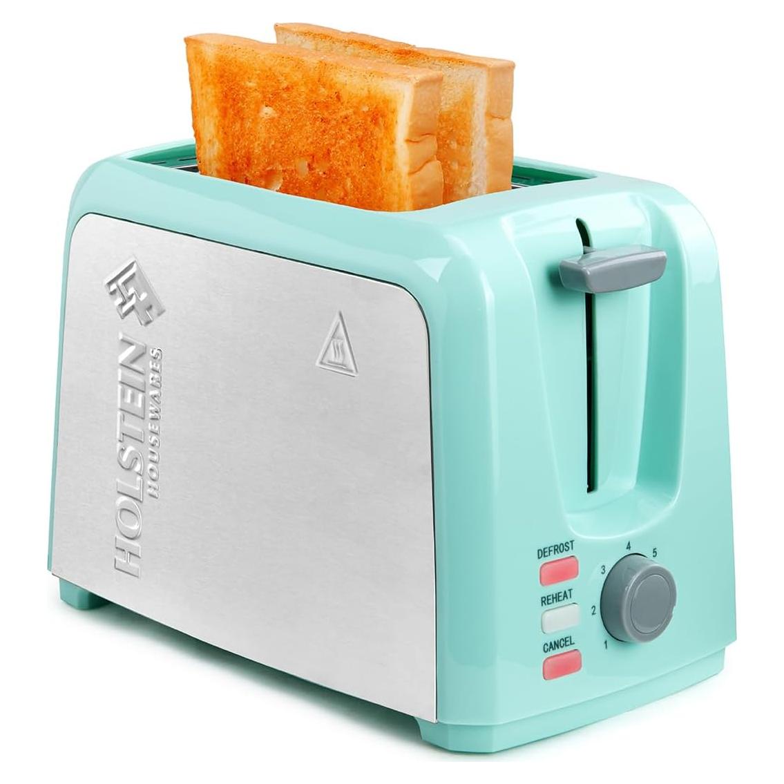 Tostadora Eléctrica 2 Rebanadas Holstein Menta Acero Inoxidable