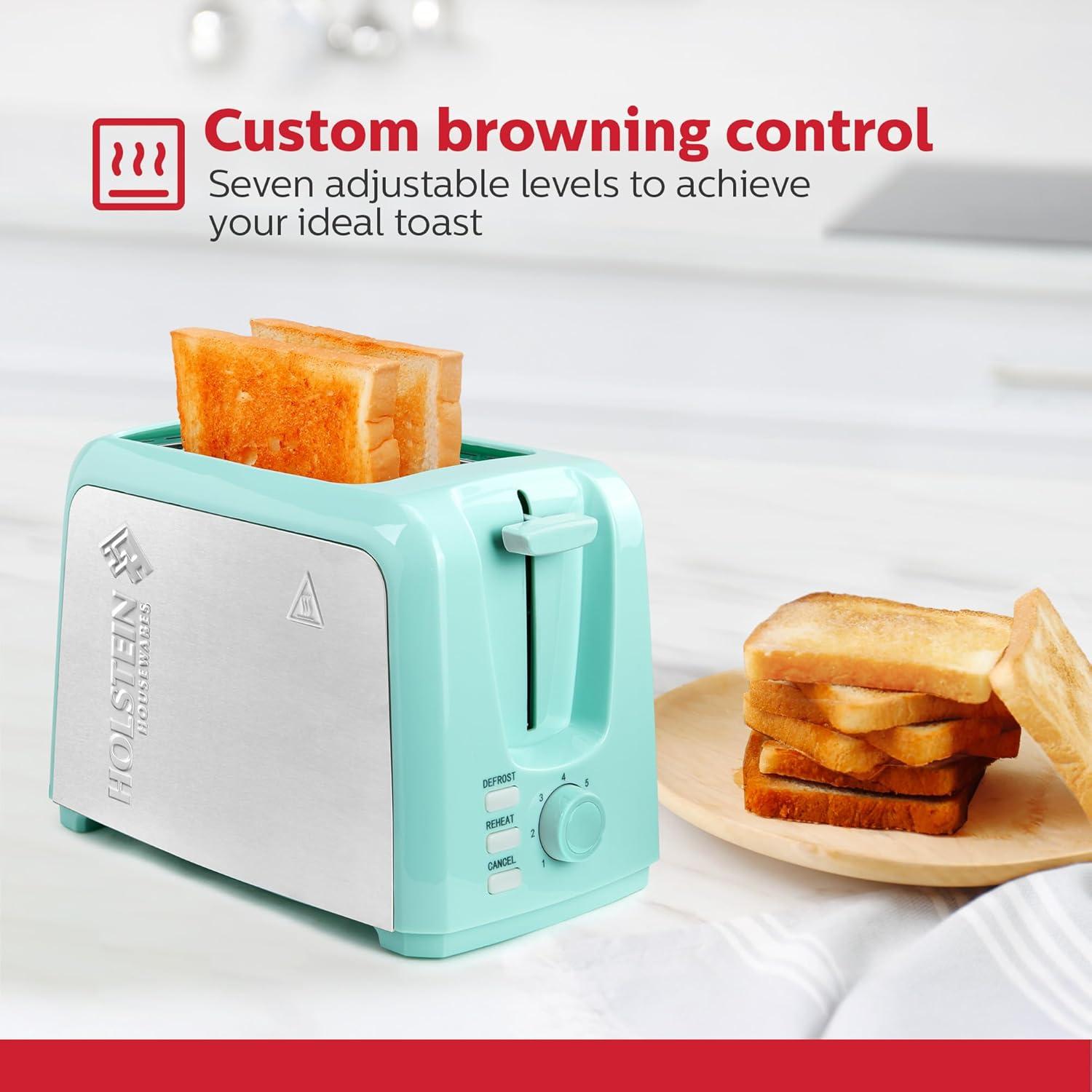 Tostadora Eléctrica 2 Rebanadas Holstein Menta Acero Inoxidable