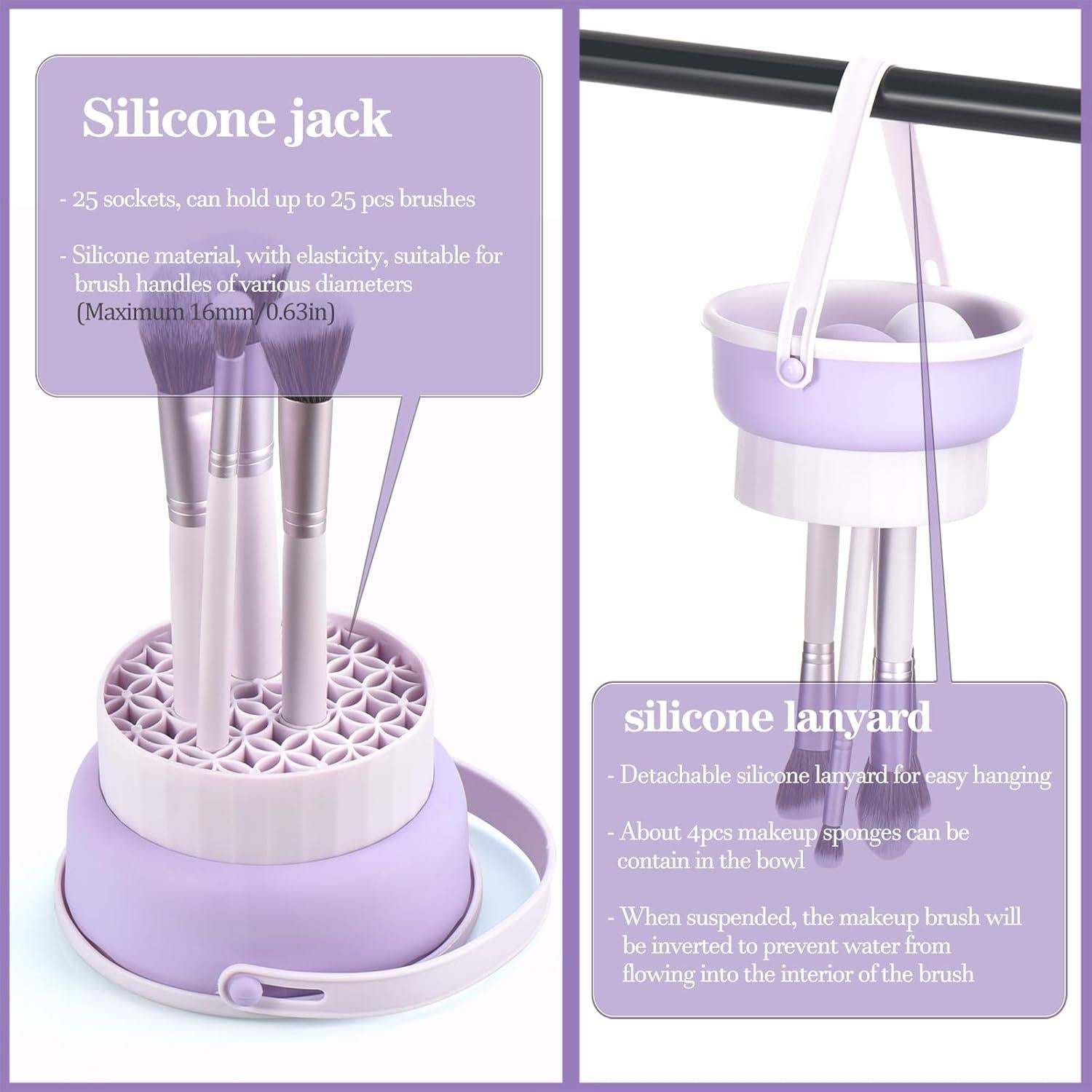 Conjunto de Pinceles de Maquillaje Morados 31pcs con Esponjas