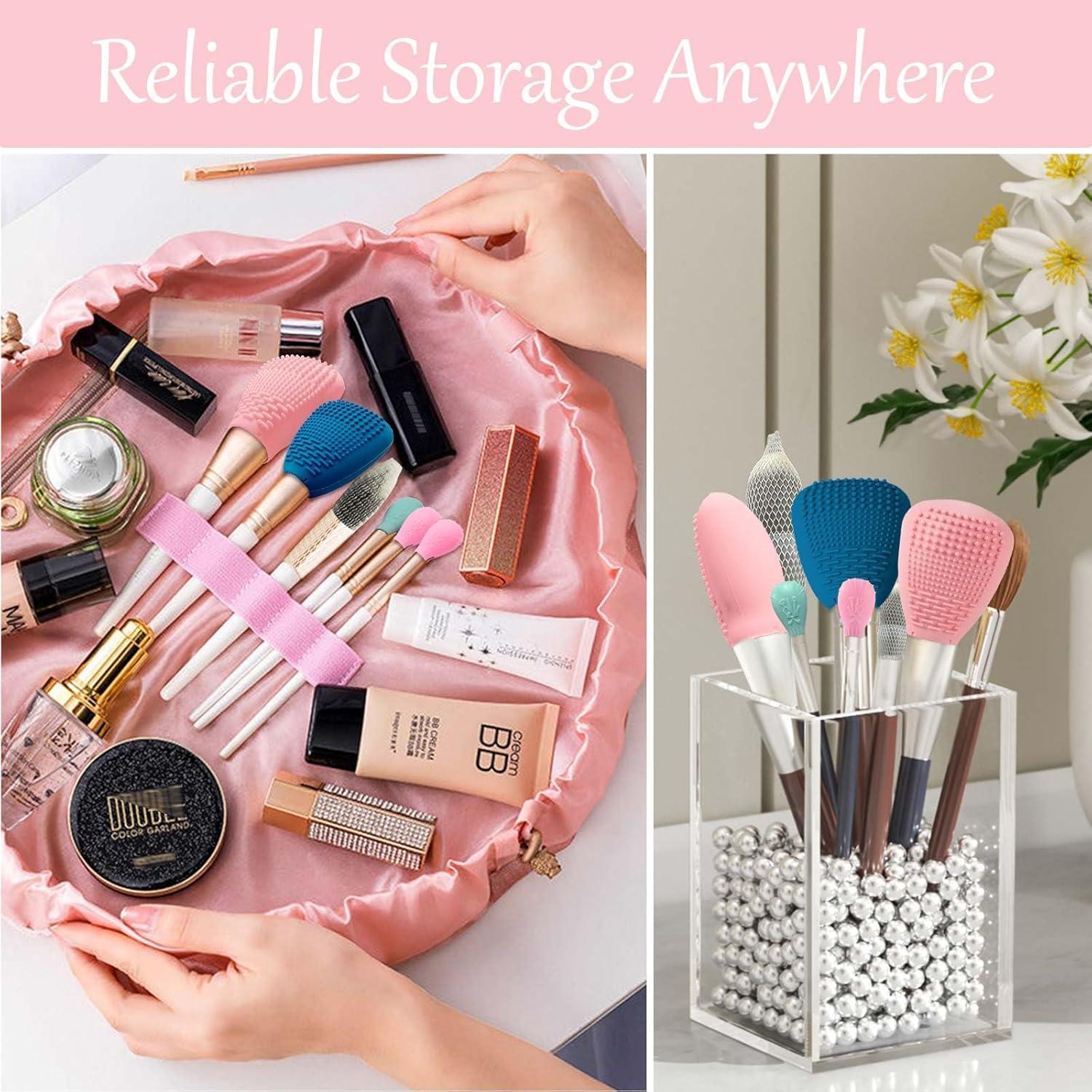 Soporte de Brochas de Maquillaje Vidsel 3 Grandes + 5 Pequeñas Azul