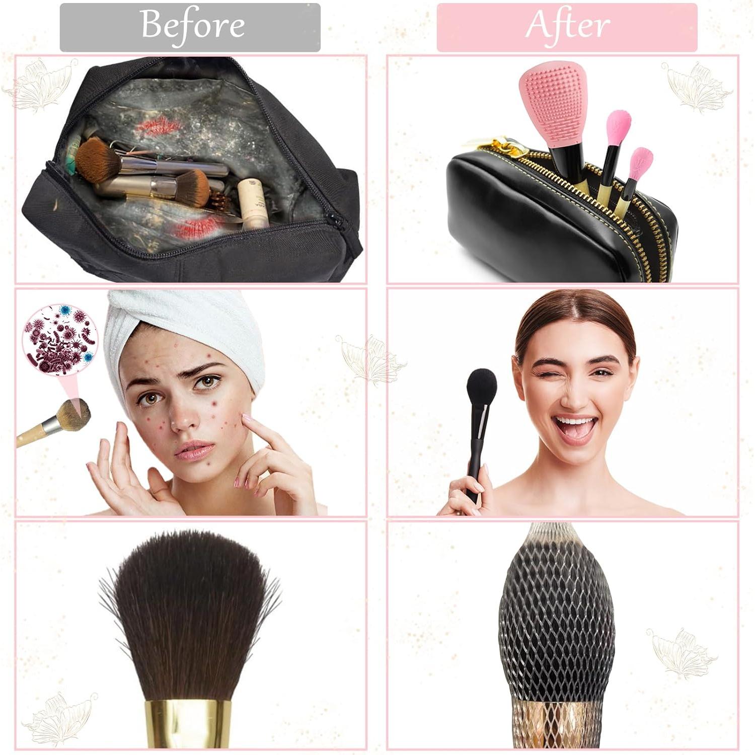 Soporte de Brochas de Maquillaje Vidsel 3 Grandes + 5 Pequeñas Azul