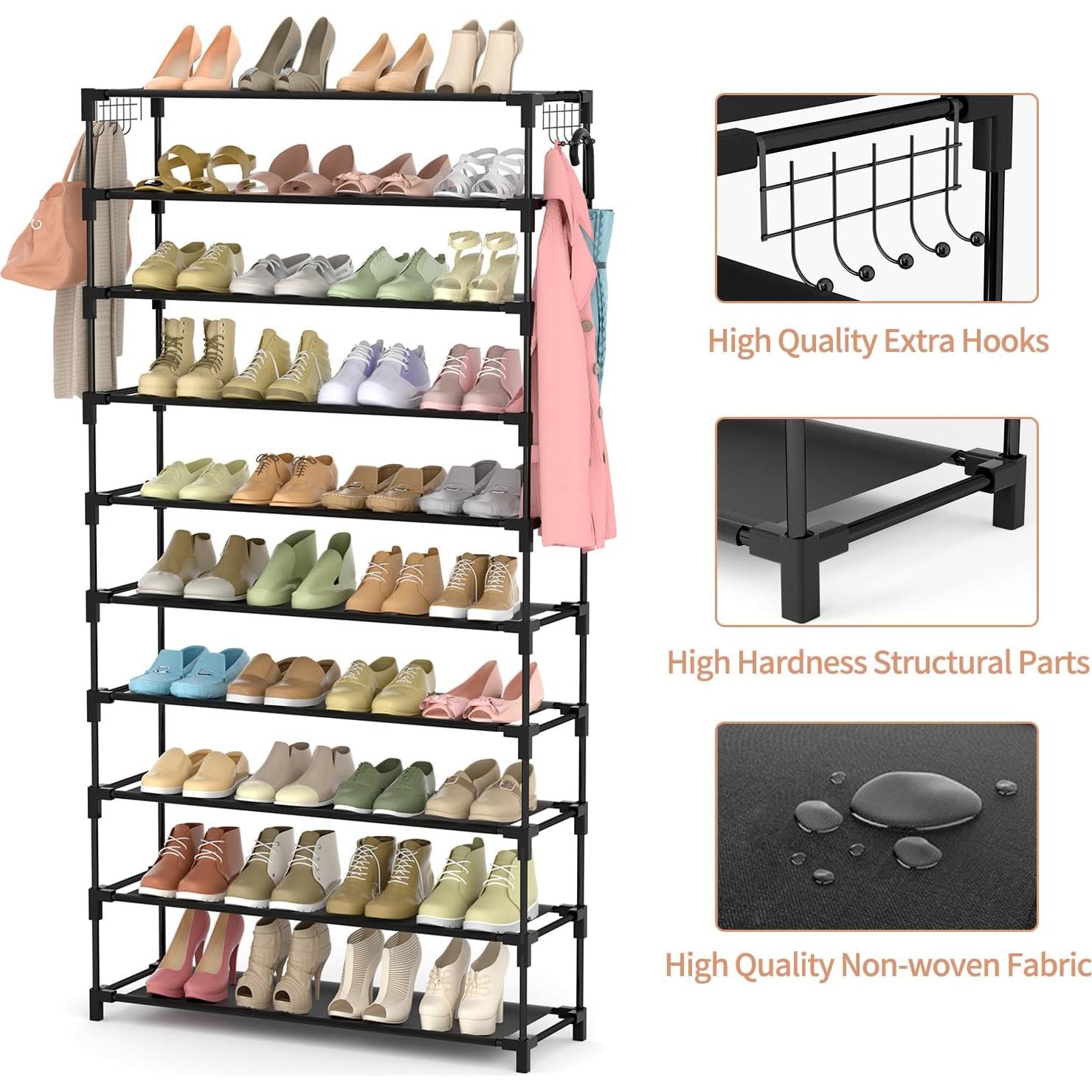 Organizador de Zapatos LANTEFUL 10 Niveles 50 Pares Negro