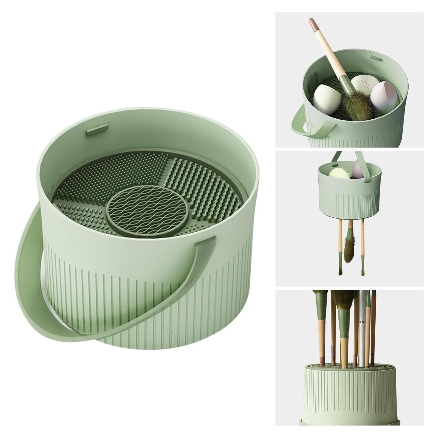 Soporte 3 en 1 para Limpiar Brochas de Maquillaje Sonnorel Verde