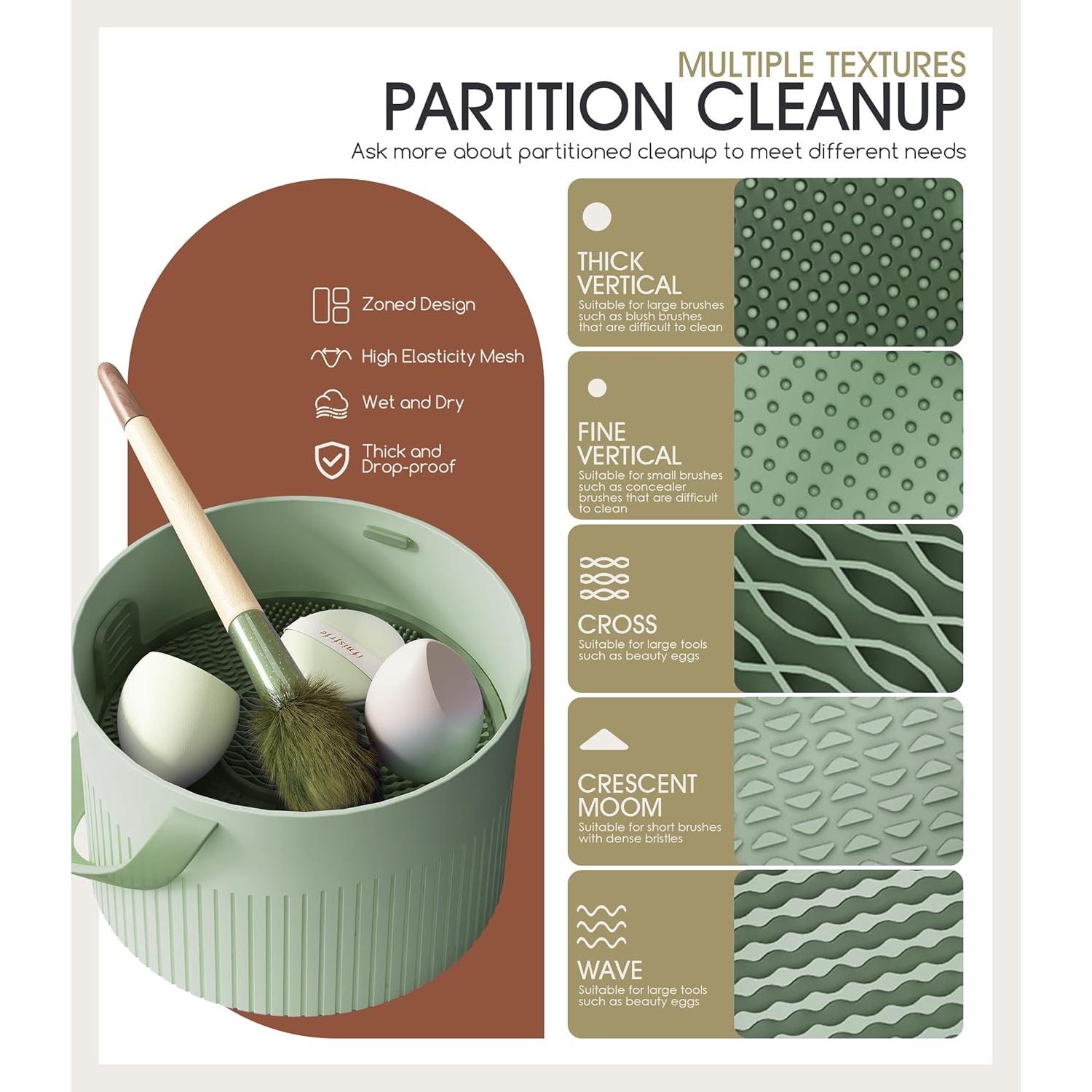 Soporte 3 en 1 para Limpiar Brochas de Maquillaje Sonnorel Verde