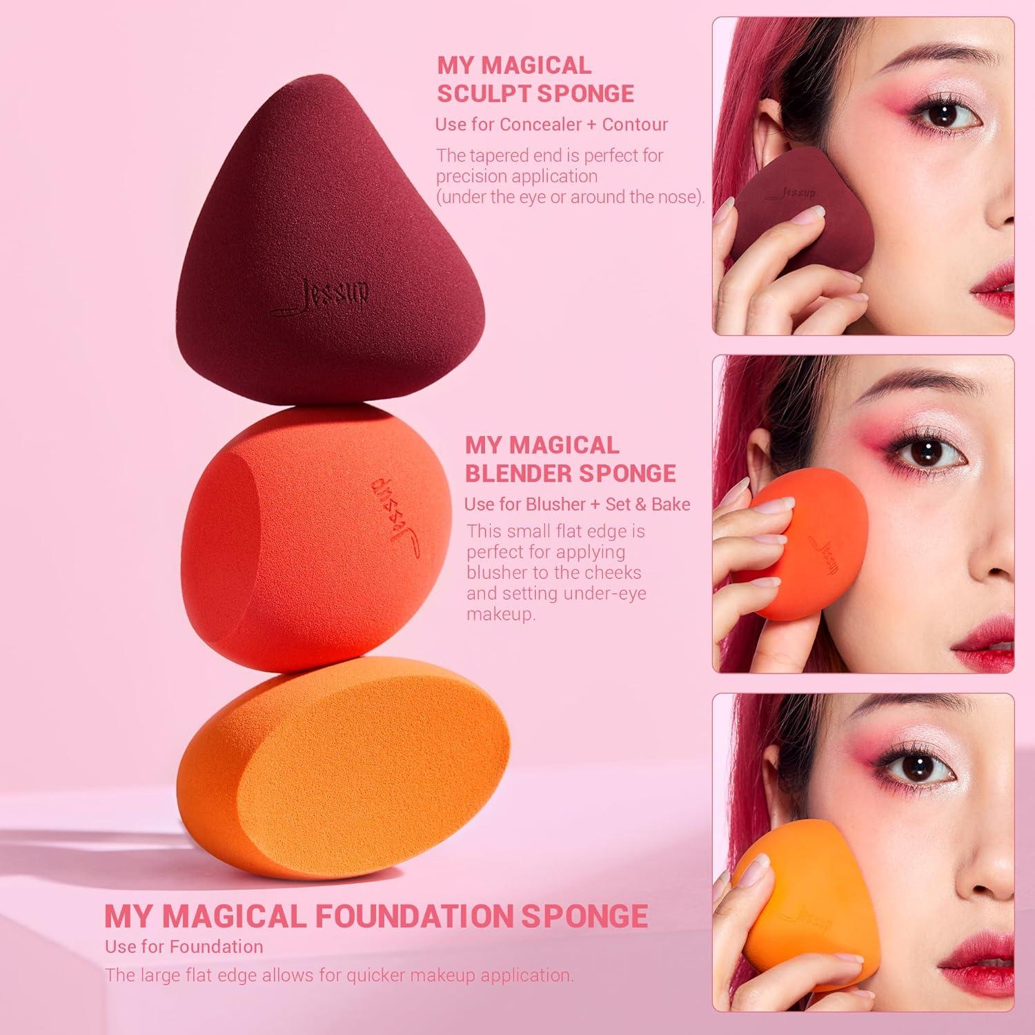 Kit de Maquillaje Jessup 9 Piezas con Espejo y Limpieza