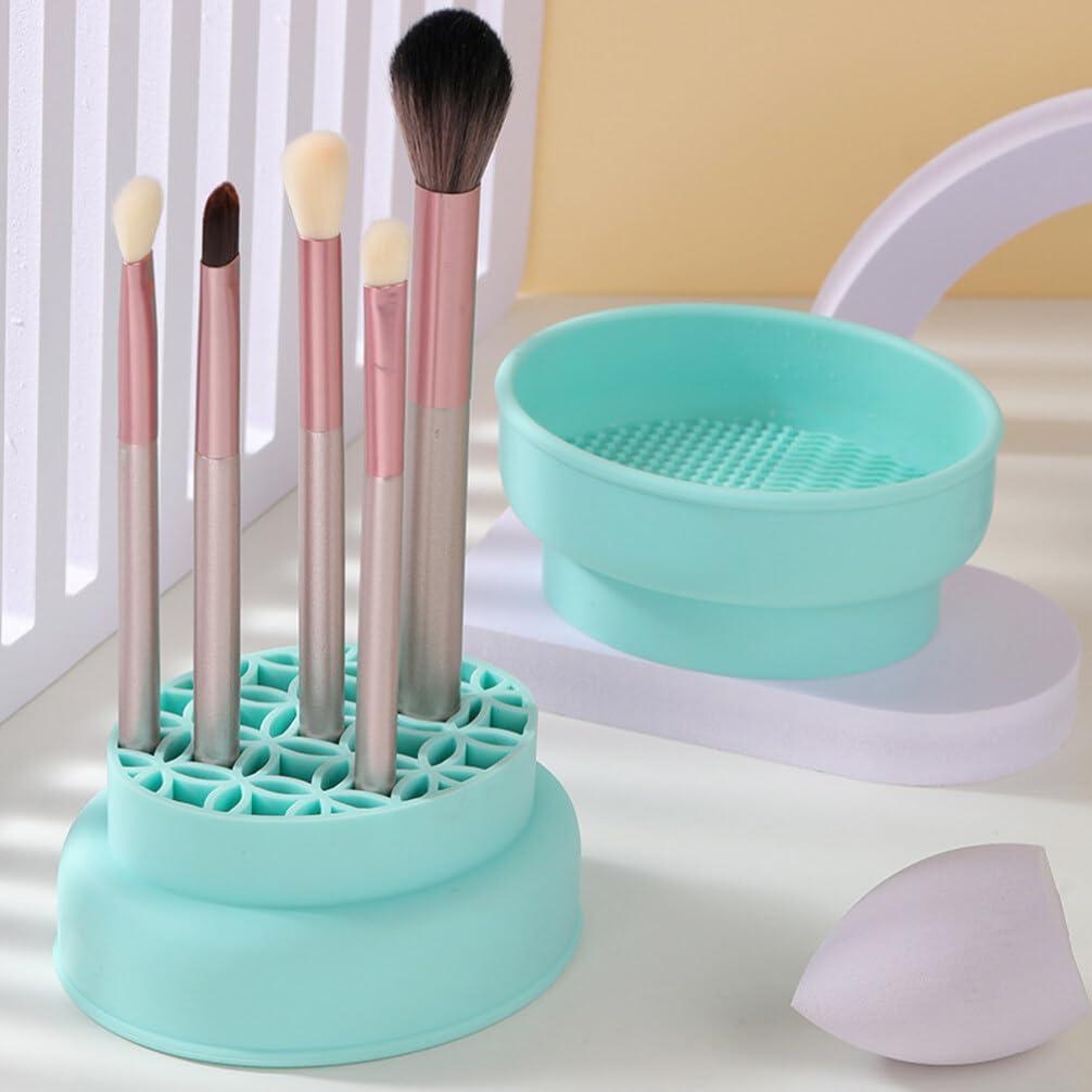 Tazón Limpiador de Brochas de Maquillaje Silicona Verde