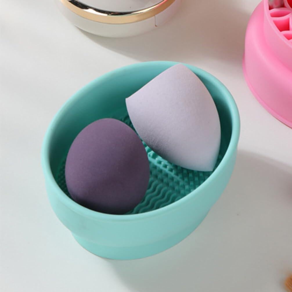Tazón Limpiador de Brochas de Maquillaje Silicona Verde