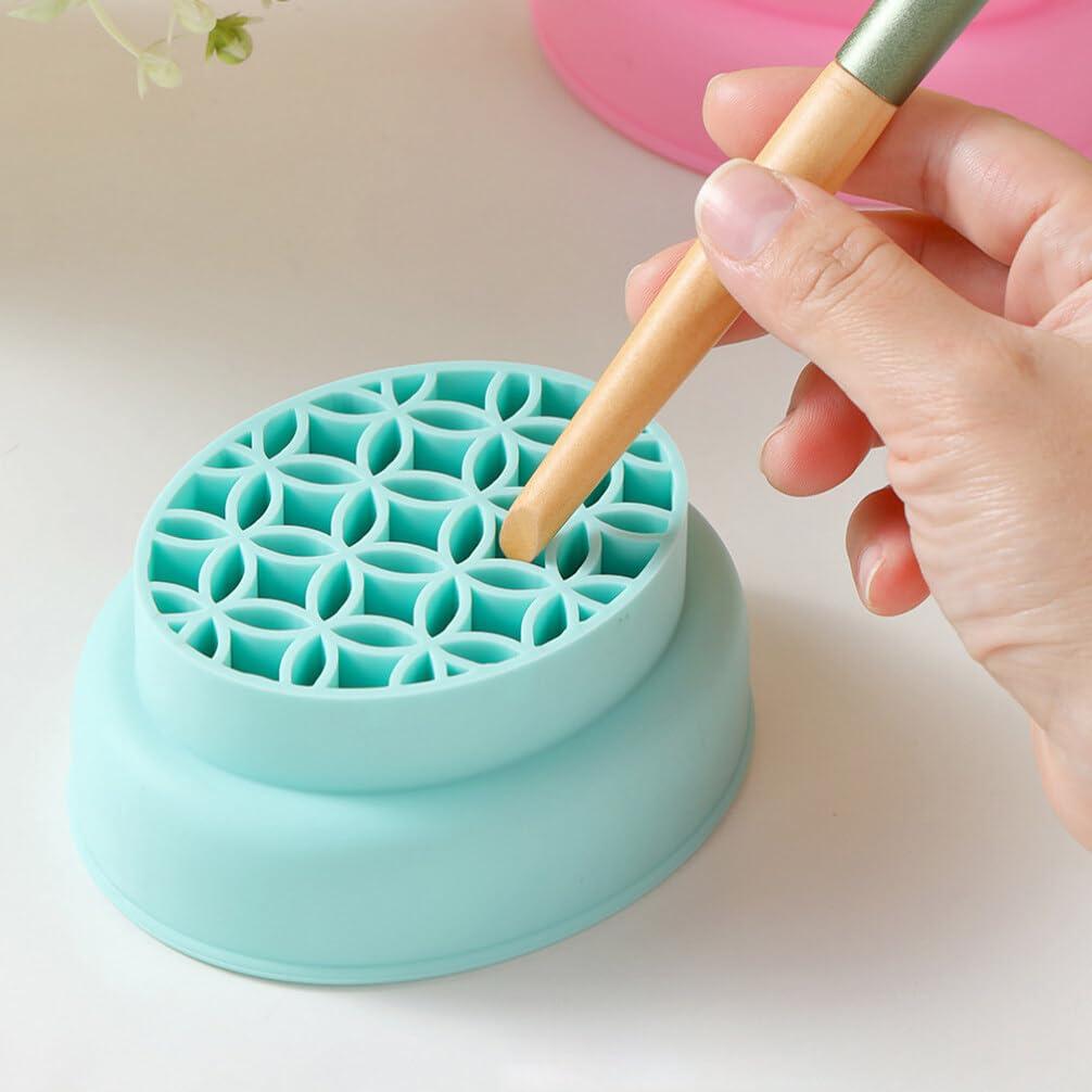 Tazón Limpiador de Brochas de Maquillaje Silicona Verde