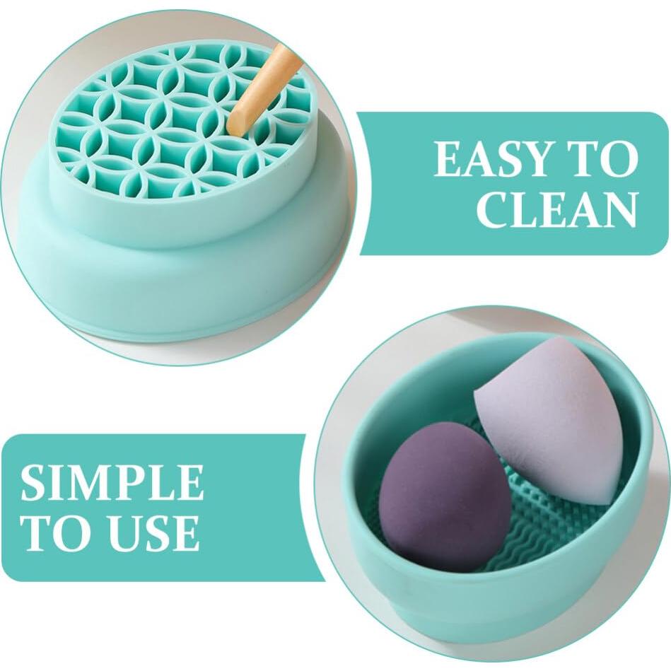Tazón Limpiador de Brochas de Maquillaje Silicona Verde
