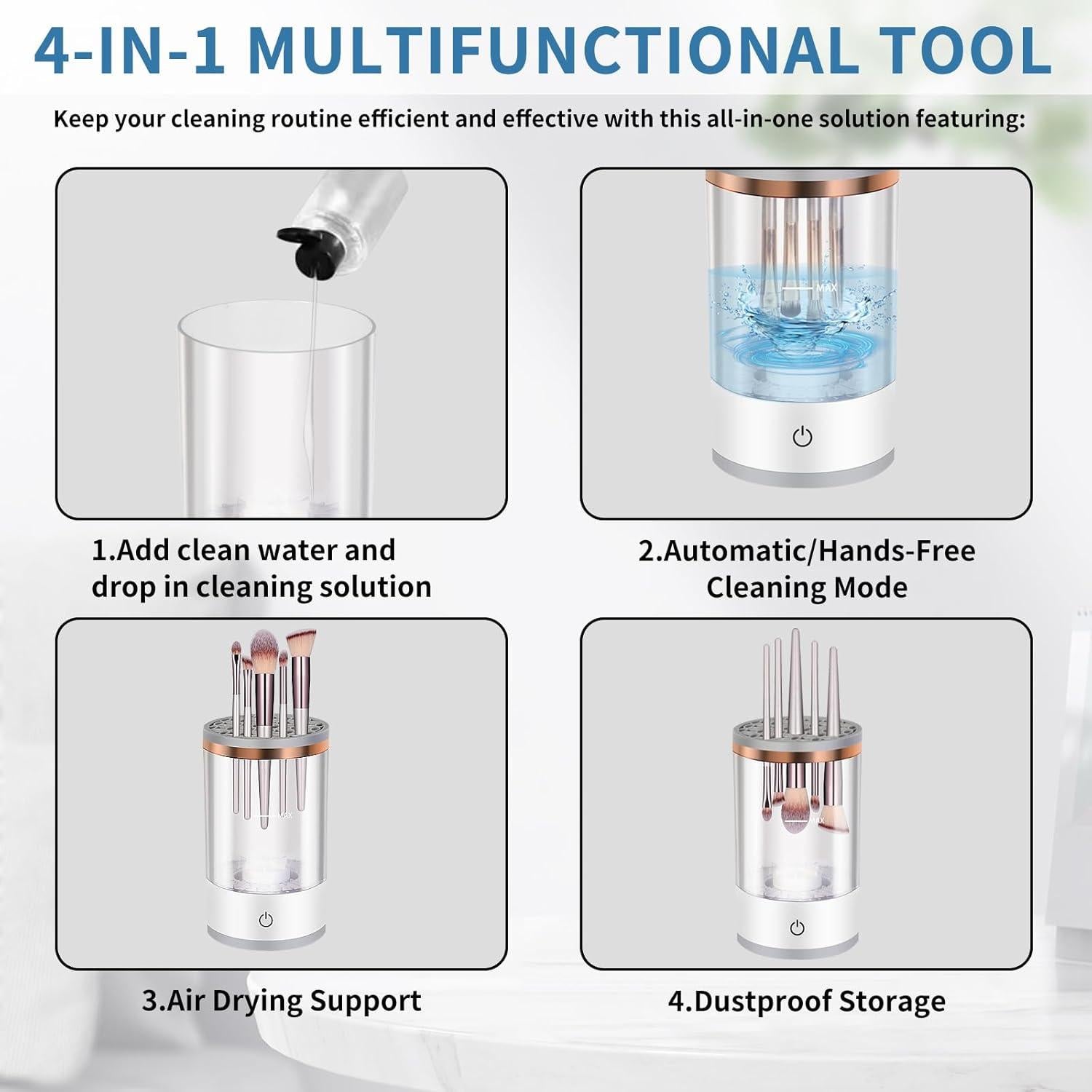 Limpiador Eléctrico de Brochas de Maquillaje DULVUS - Portátil