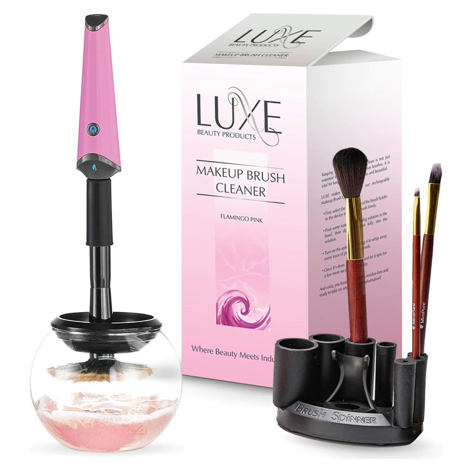 Limpiador Eléctrico de Brochas Luxe Rosa 3 Velocidades USB