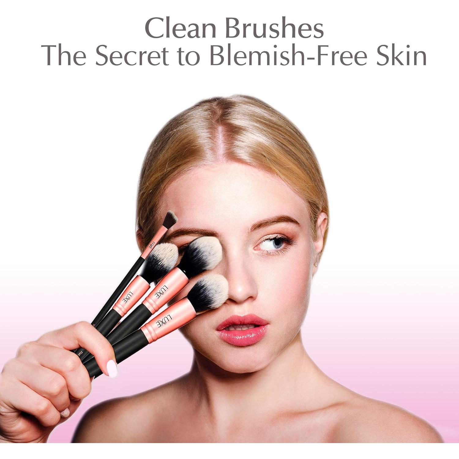 Limpiador Eléctrico de Brochas Luxe Rosa 3 Velocidades USB