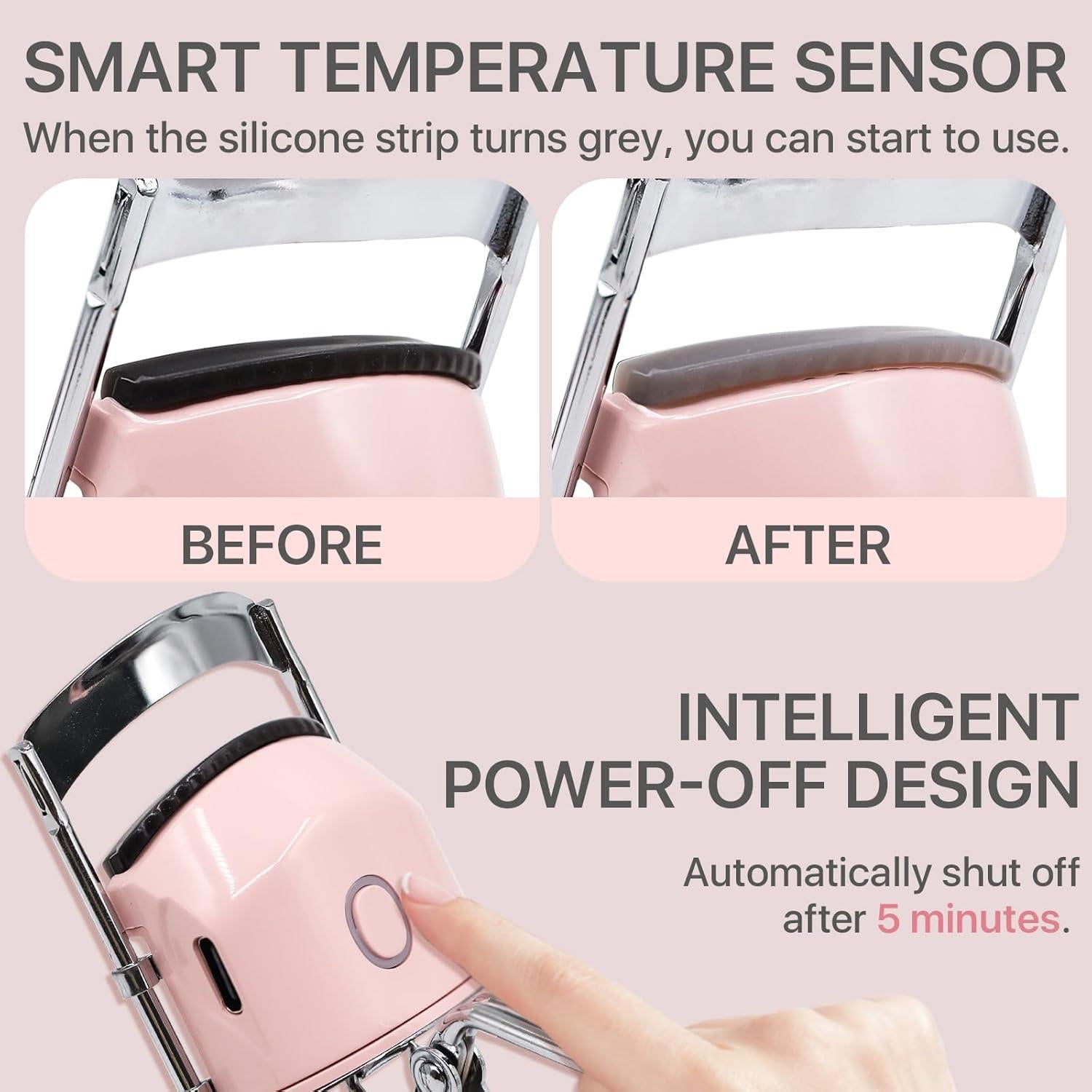 Rizador de Pestañas Eléctrico Vznffur Rosa 2 Temperaturas