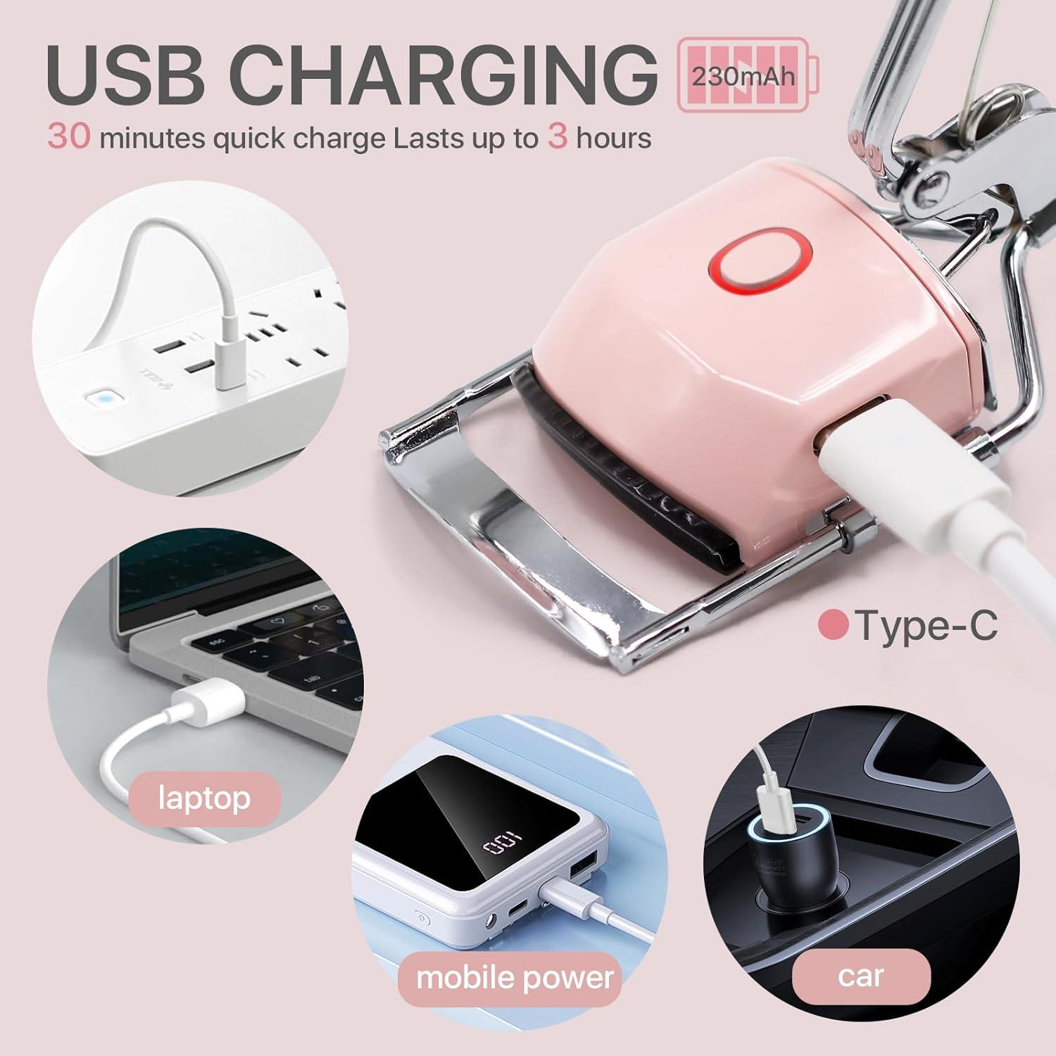 Rizador de Pestañas Eléctrico Vznffur Rosa 2 Temperaturas