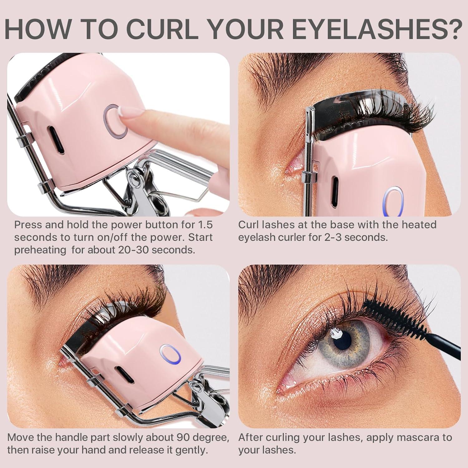 Rizador de Pestañas Eléctrico Vznffur Rosa 2 Temperaturas