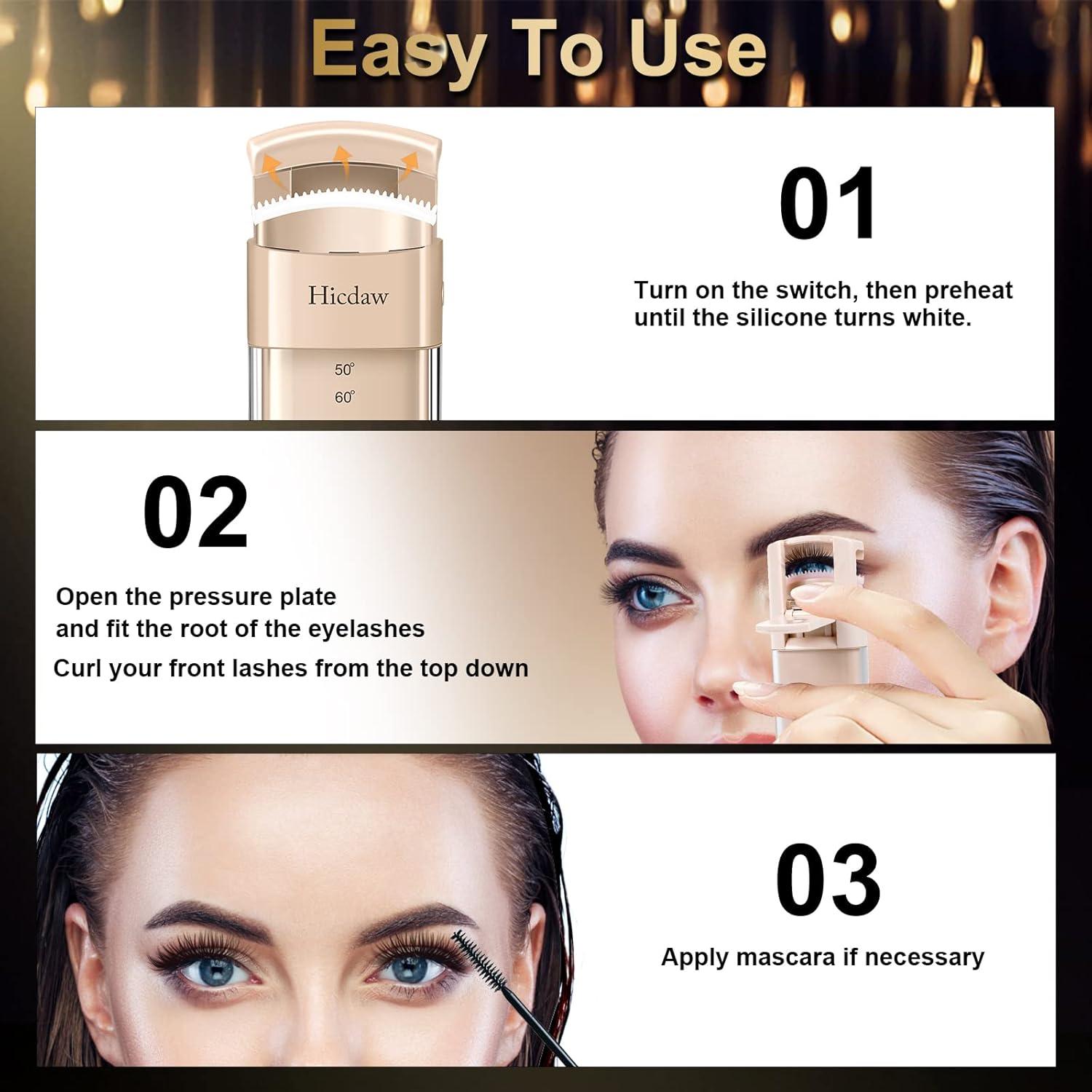 Rizador de Pestañas Eléctrico Hicdaw con Peine Curvado