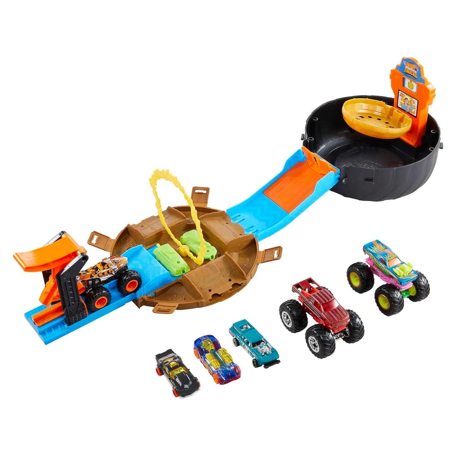 Juego de Pistas Hot Wheels Camiones Monstruo 1:64 con Neumático