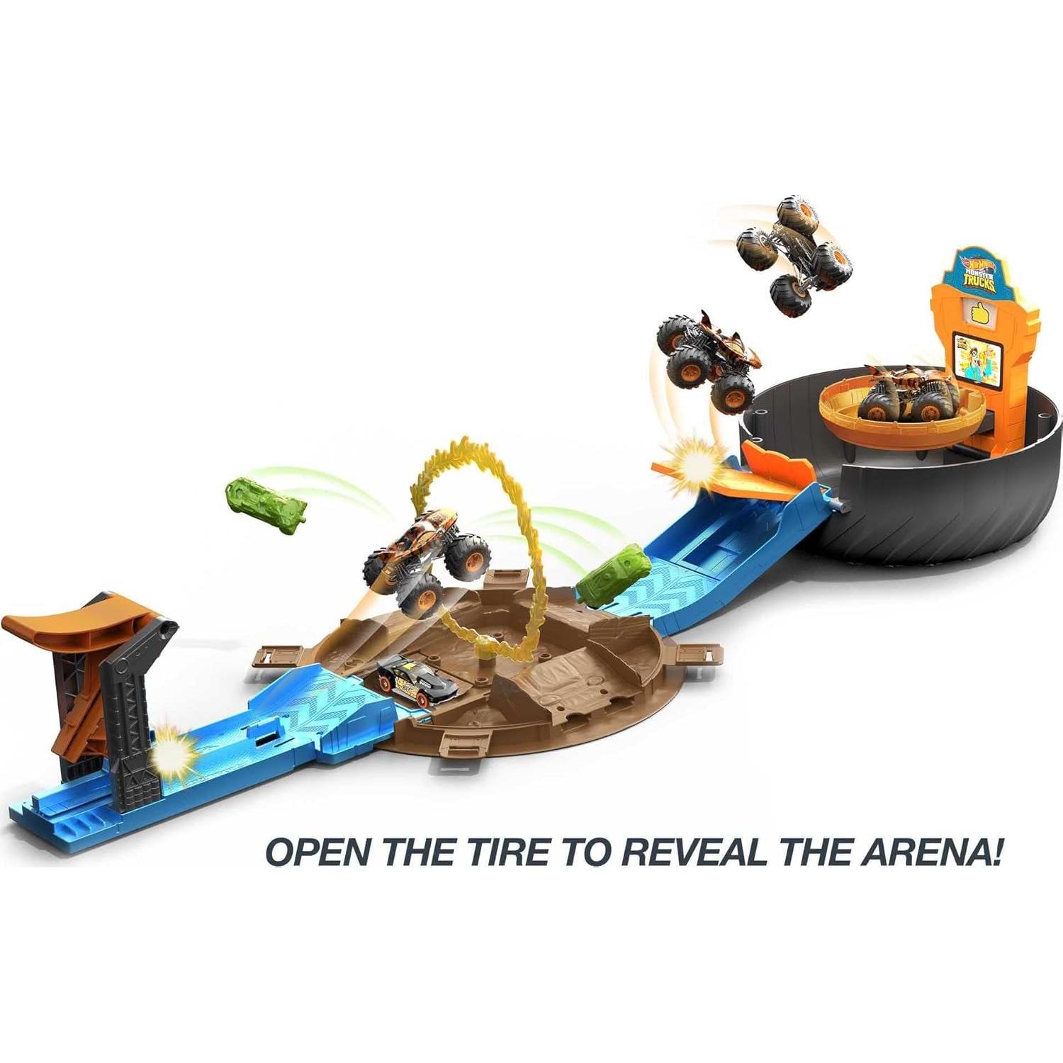 Juego de Pistas Hot Wheels Camiones Monstruo 1:64 con Neumático