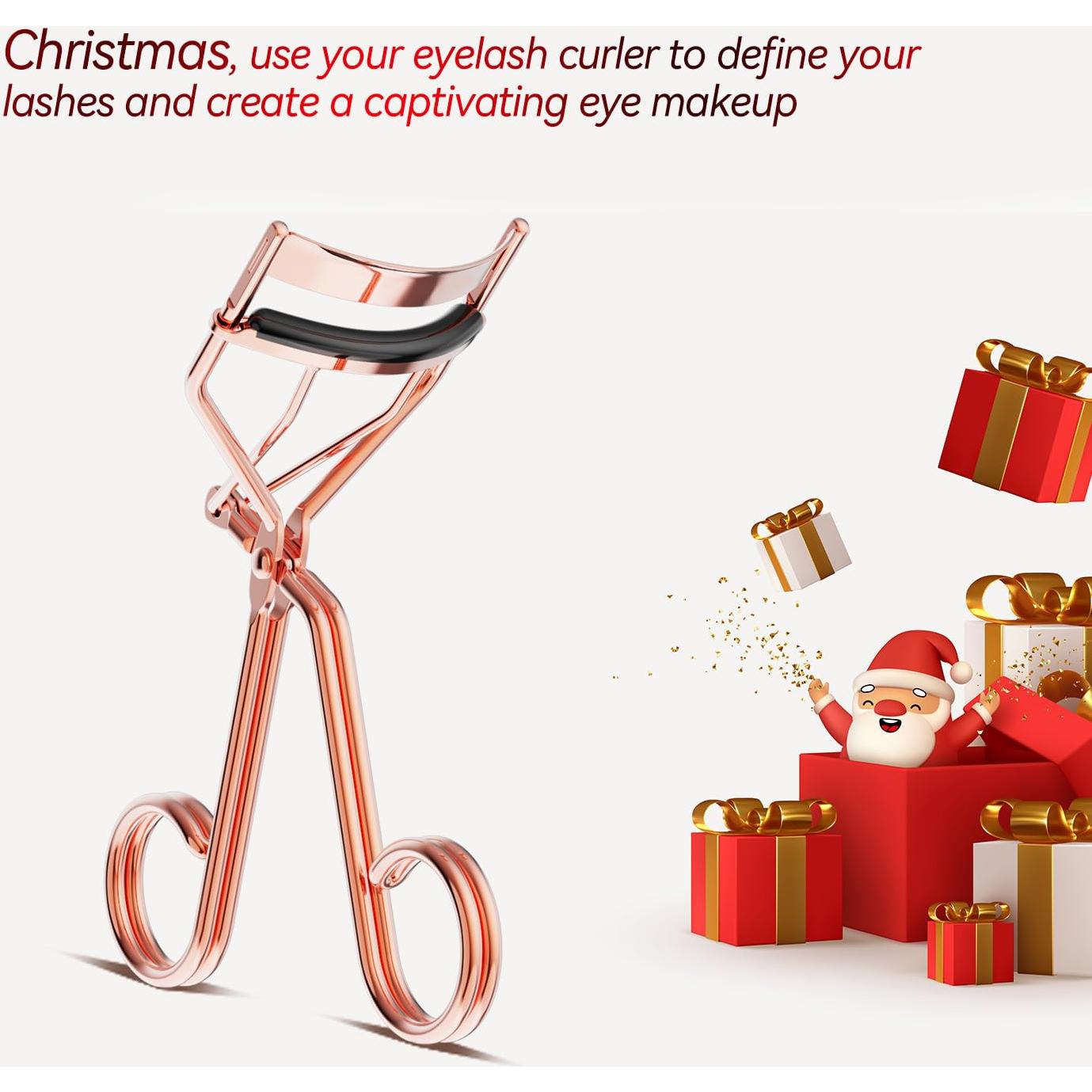 Rizador de Pestañas TOMEEM Oro Rosa con Peine y Almohadillas