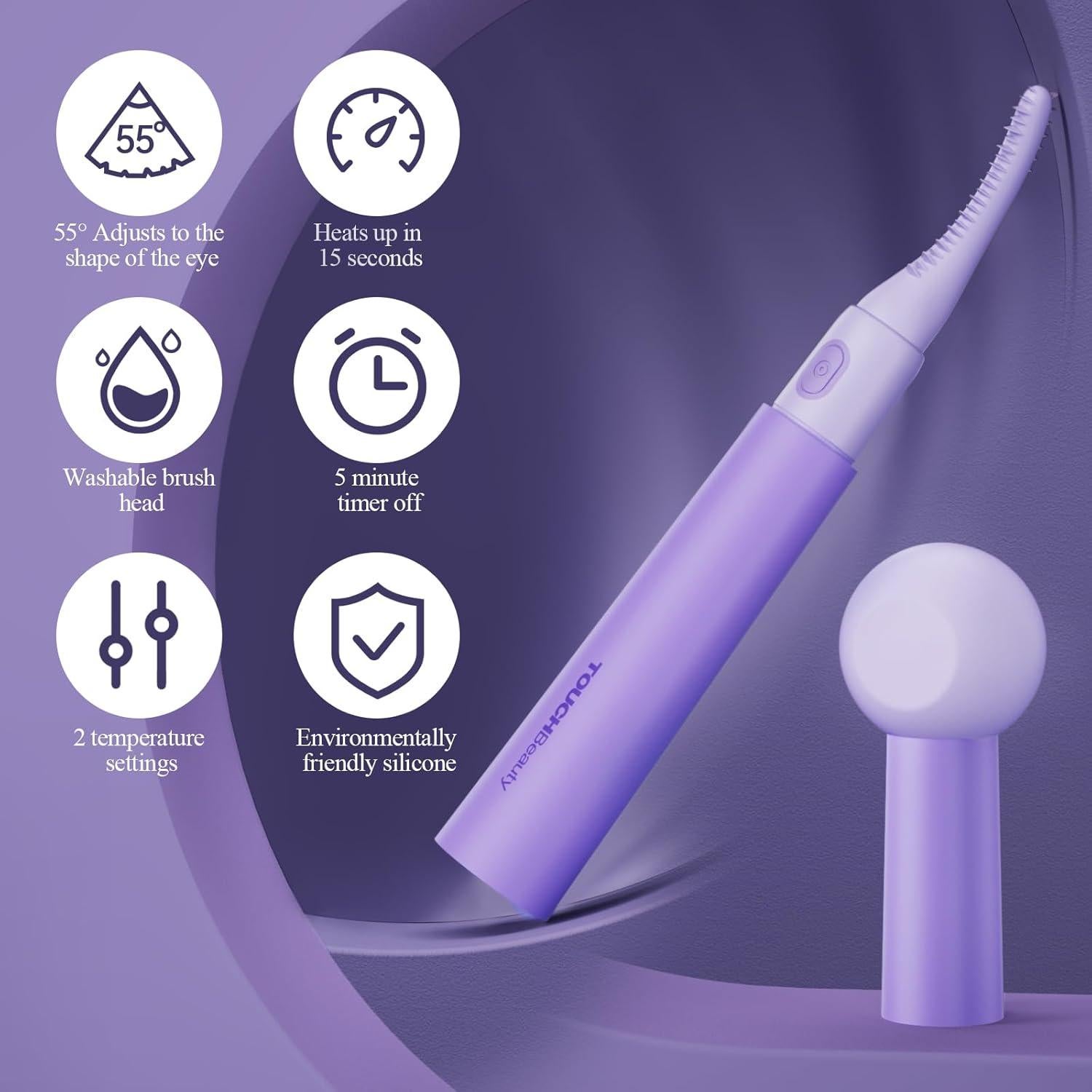Rizadora de Pestañas Eléctrica TOUCHBeauty Recargable Violeta