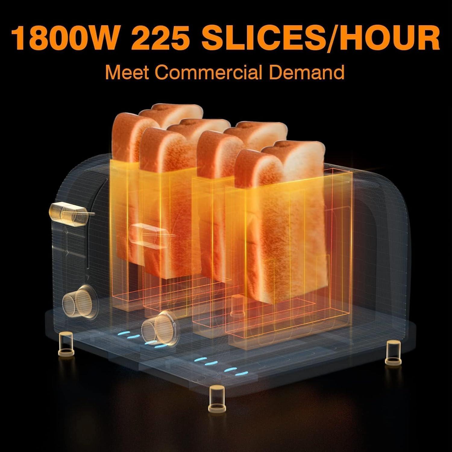 Tostadora Comercial PYY 4 Rebanadas 1800W Acero Inoxidable