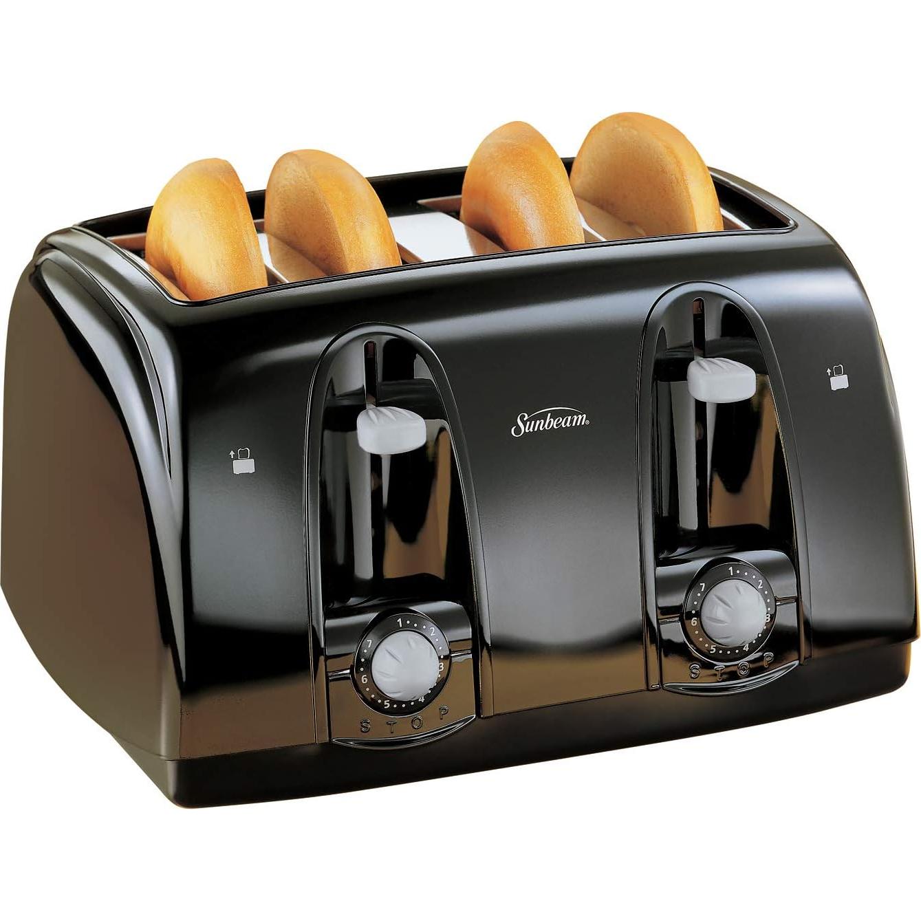Sunbeam Wide Slot 4-Slice Toaster, Black (003911-100-000)