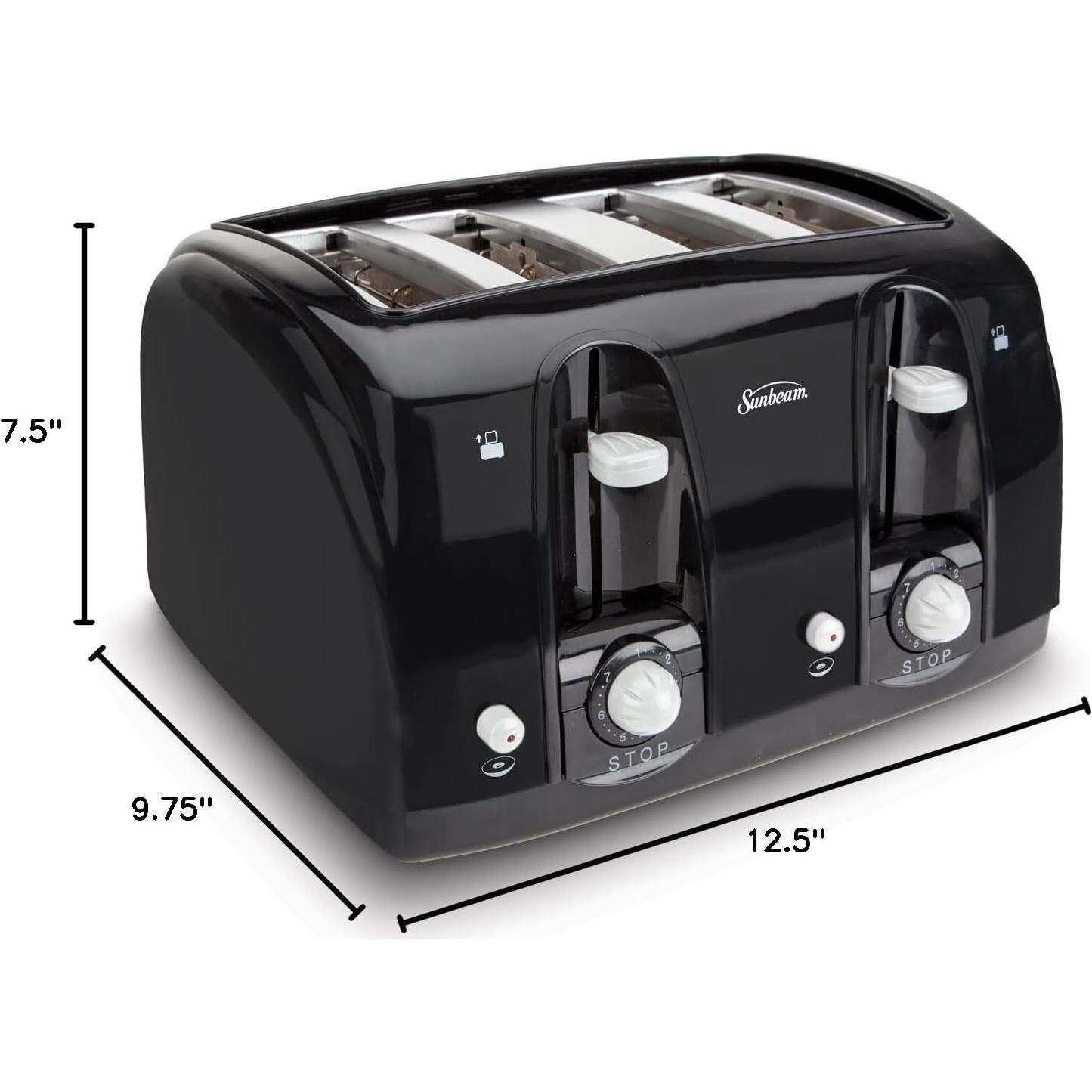 Sunbeam Wide Slot 4-Slice Toaster, Black (003911-100-000)