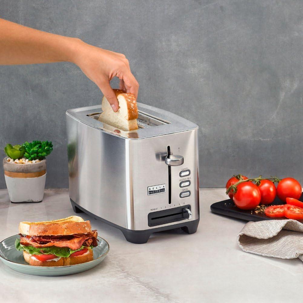 Tostadora Bella Pro de 2 rebanadas Acero Inoxidable 800W
