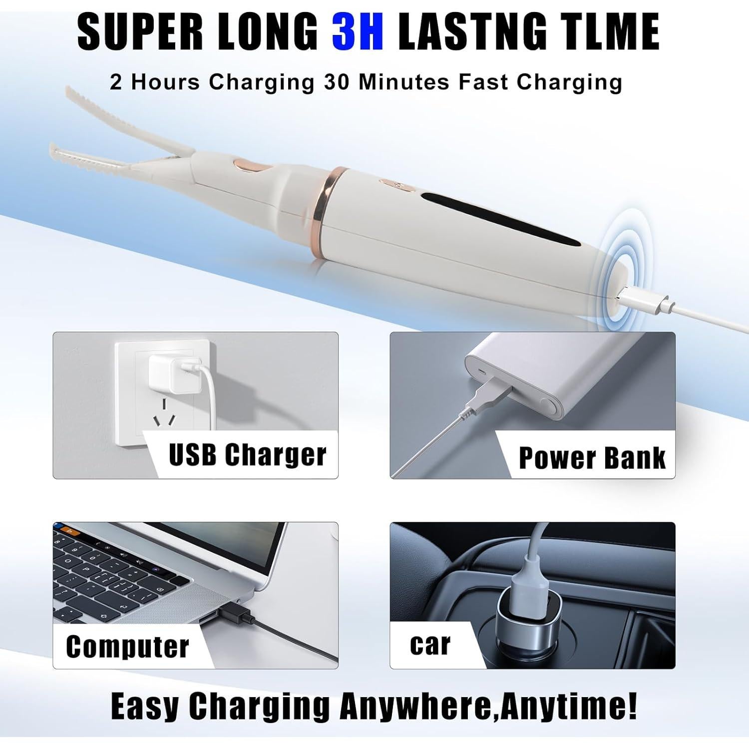 Rizador de Pestañas Calentado Dust2Oasis Blanco 3 Temperaturas