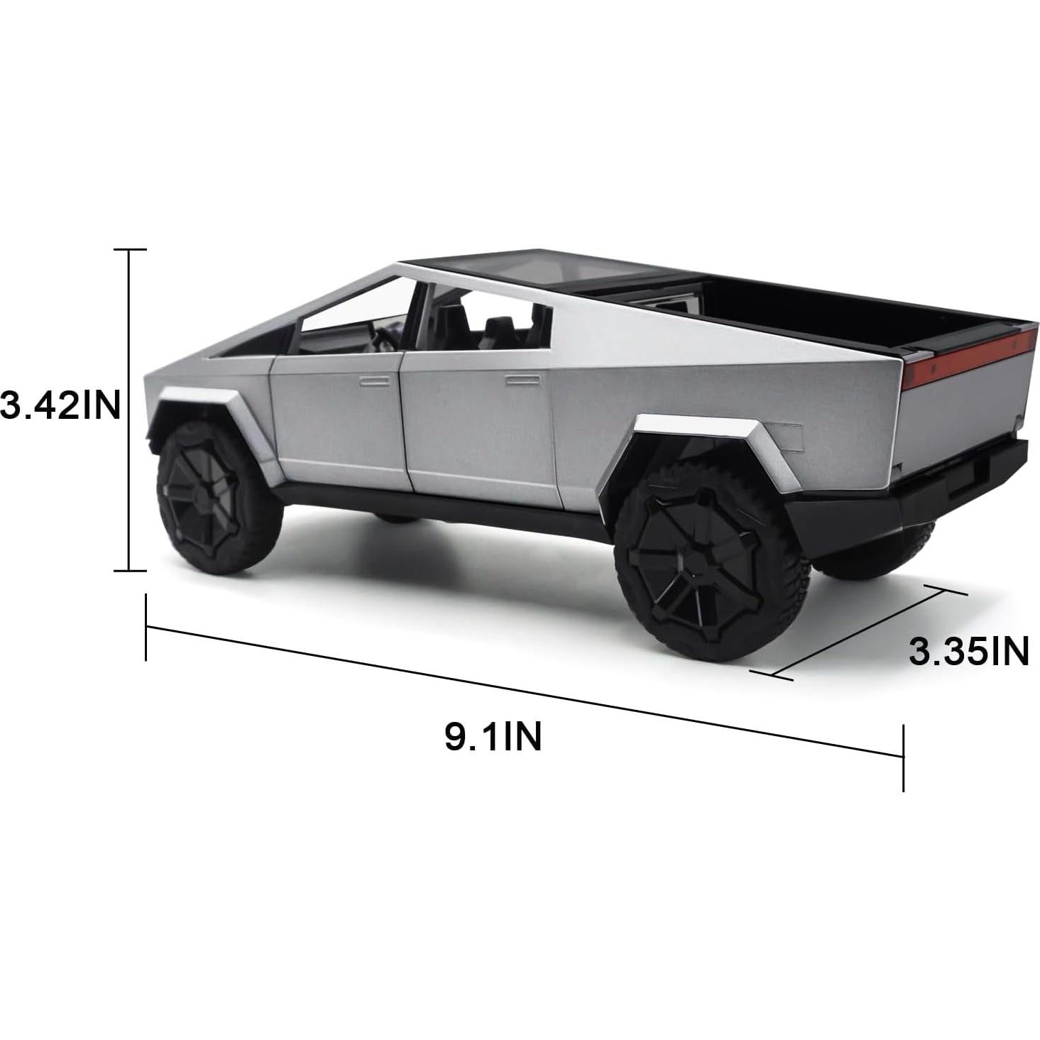 Camión Diecast Qetupa Cybertruck 1/24 Plata con Luces