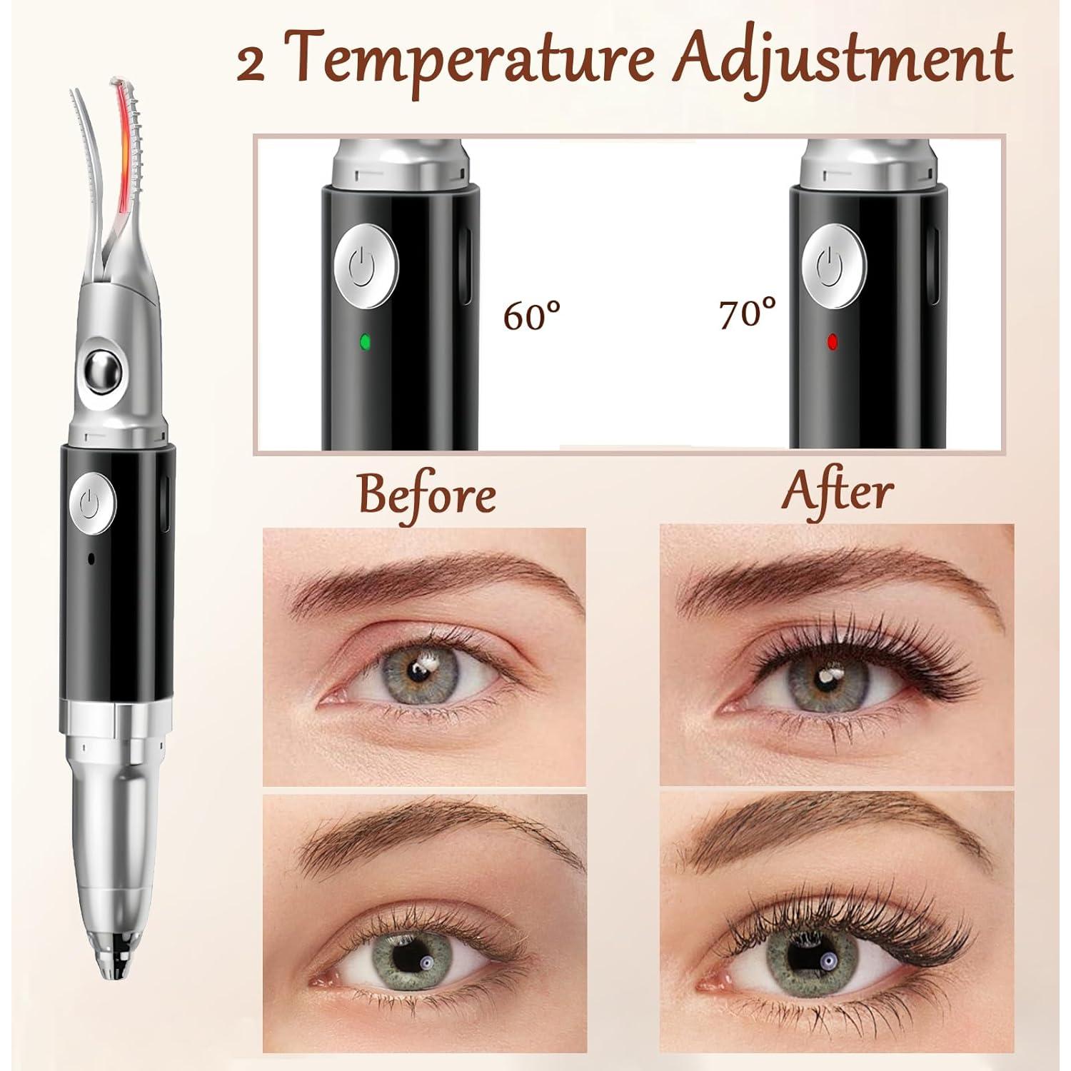 Rizador de Pestañas Calentado 2 en 1 Acavado Negro