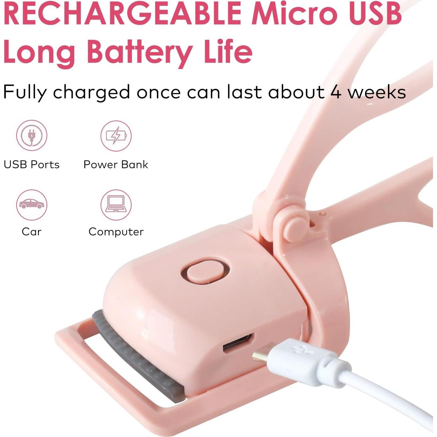 Rizador de Pestañas Eléctrico BORNBYME Rosa 2 Modos Calentamiento