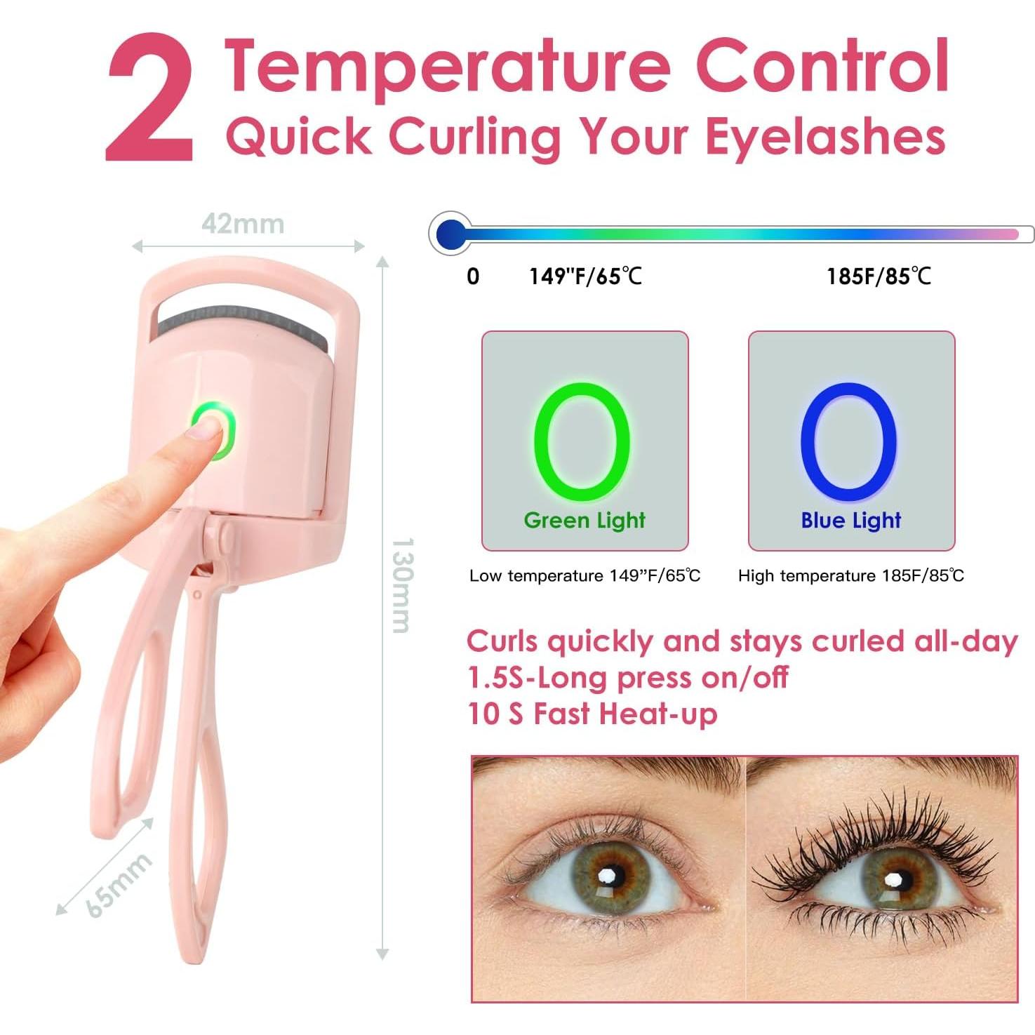 Rizador de Pestañas Eléctrico BORNBYME Rosa 2 Modos Calentamiento