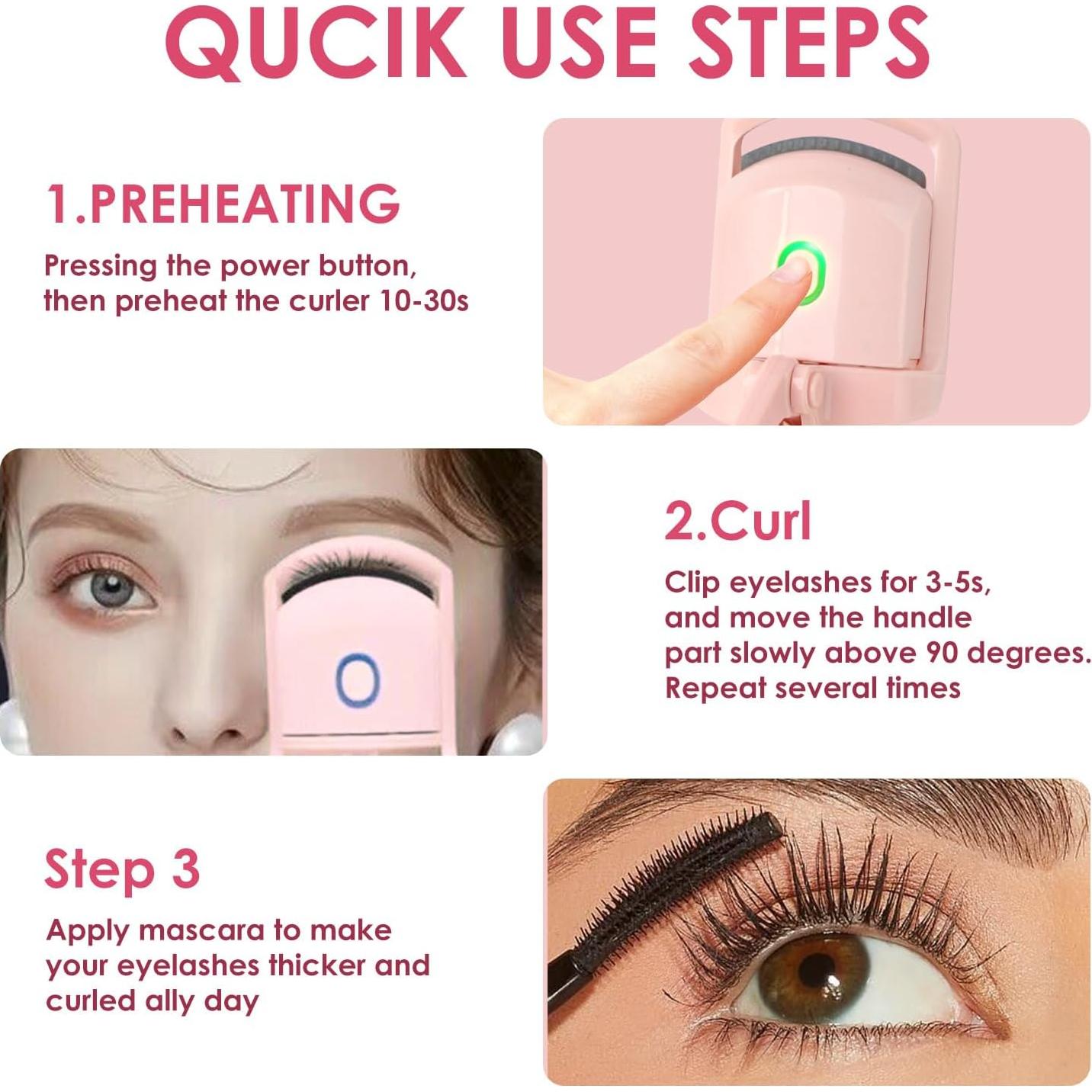 Rizador de Pestañas Eléctrico BORNBYME Rosa 2 Modos Calentamiento