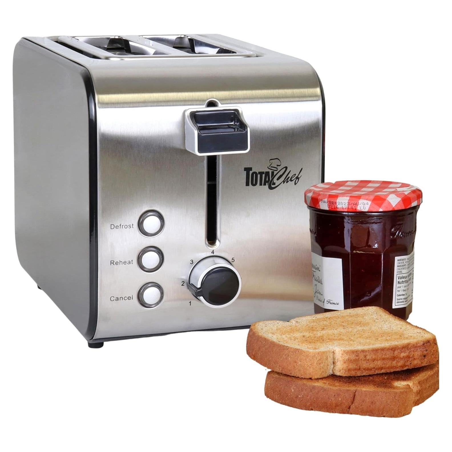 Tostadora Total Chef 2 Rebanadas Acero Inoxidable 800W