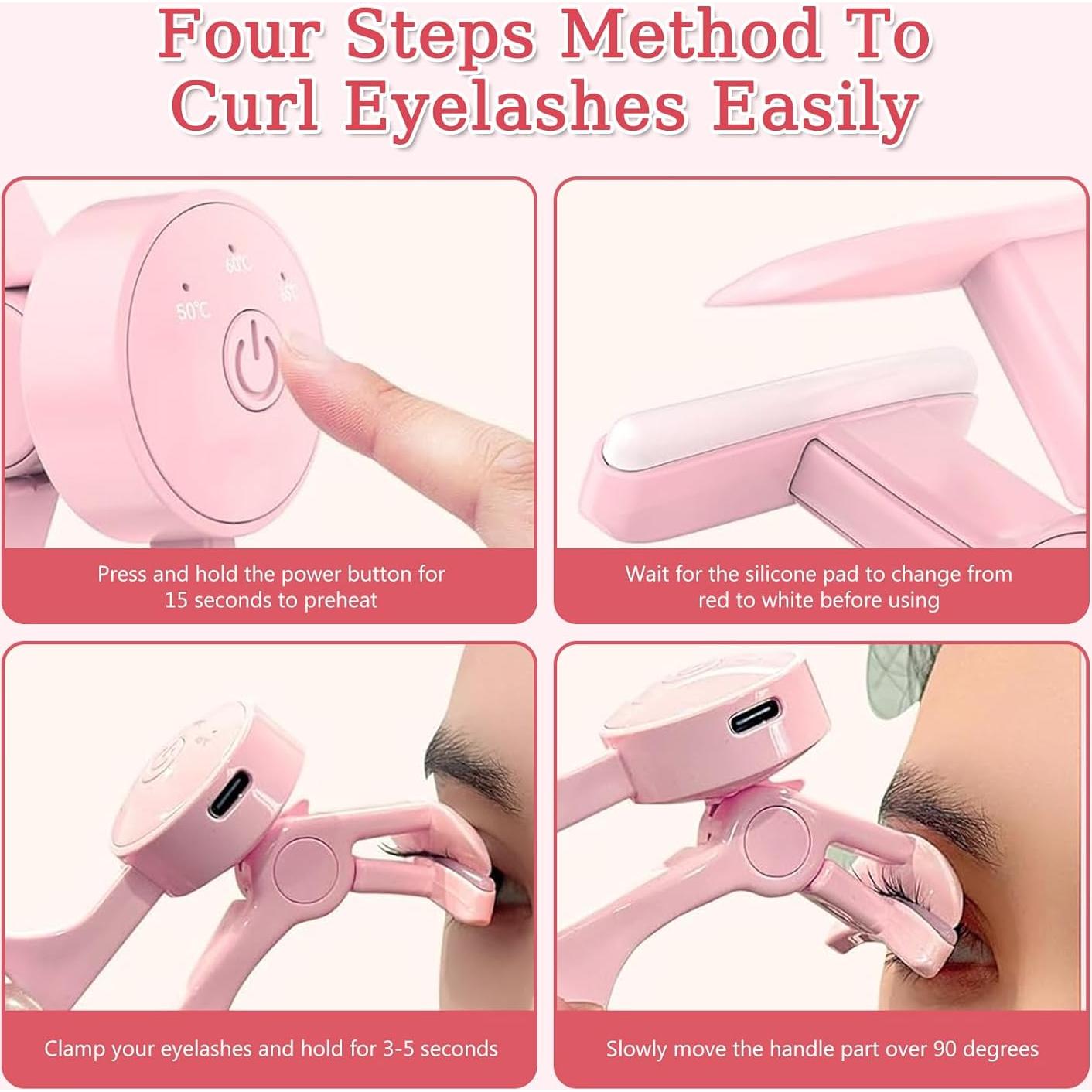 Rizador de Pestañas Calentado VINGVO Recargable USB 3 Niveles