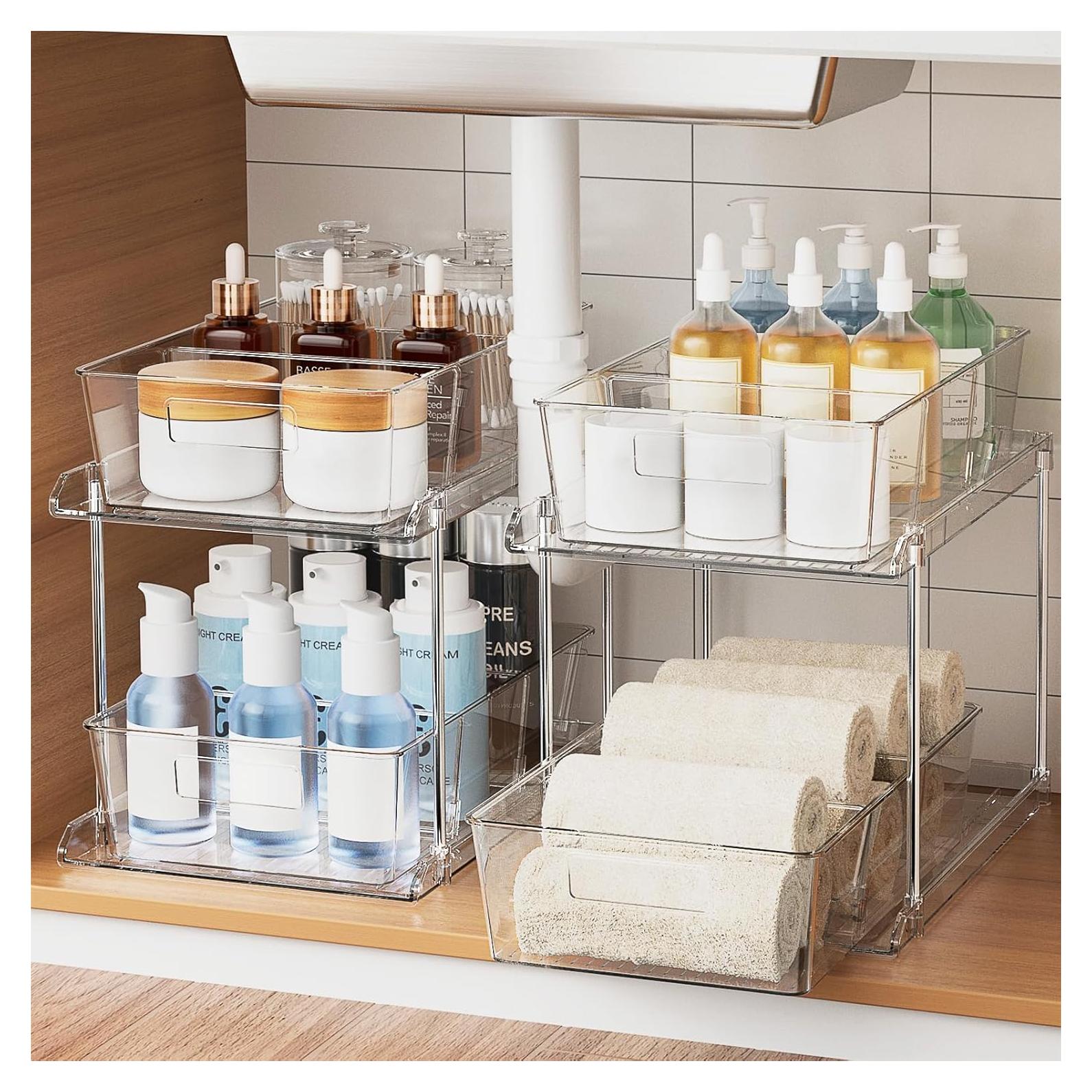 Organizador de Baño FabSpace 2 Niveles Transparente 2 Pzs