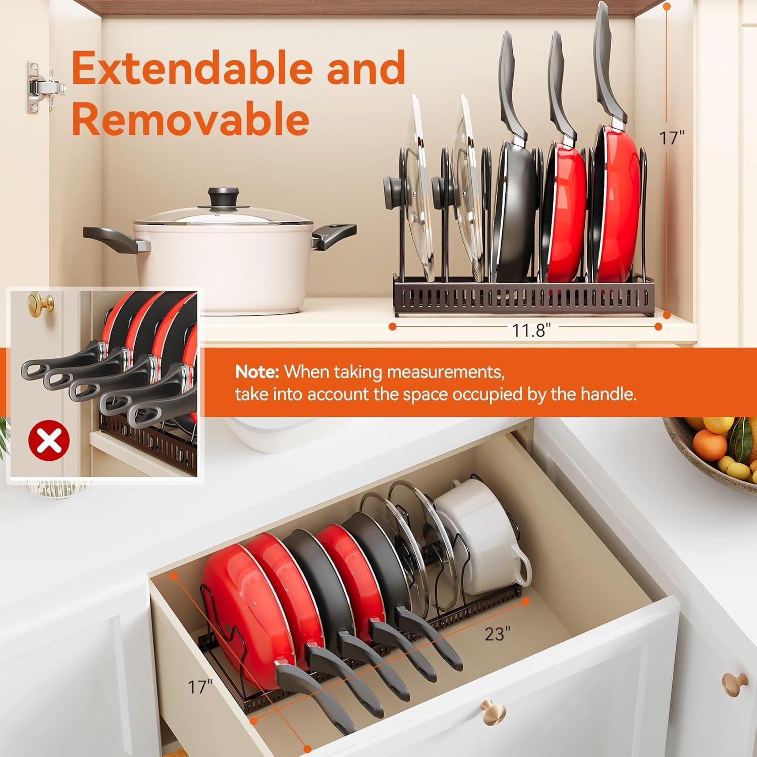 Soporte Expandible para Ollas y Sartenes ROOHUA Bronce 10 Compartimentos