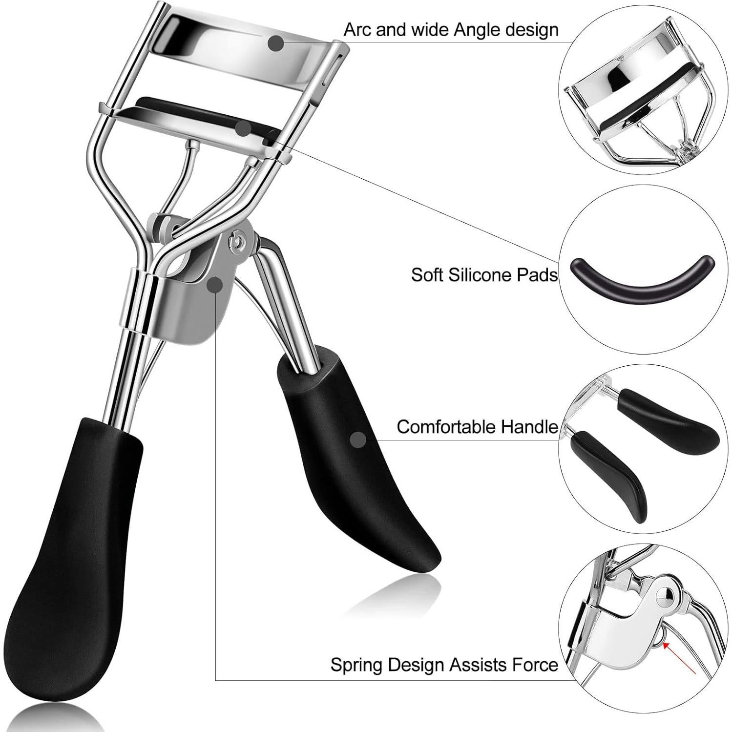 Rizador de Pestañas Zowor 6 en 1 con 5 Almohadillas Negros