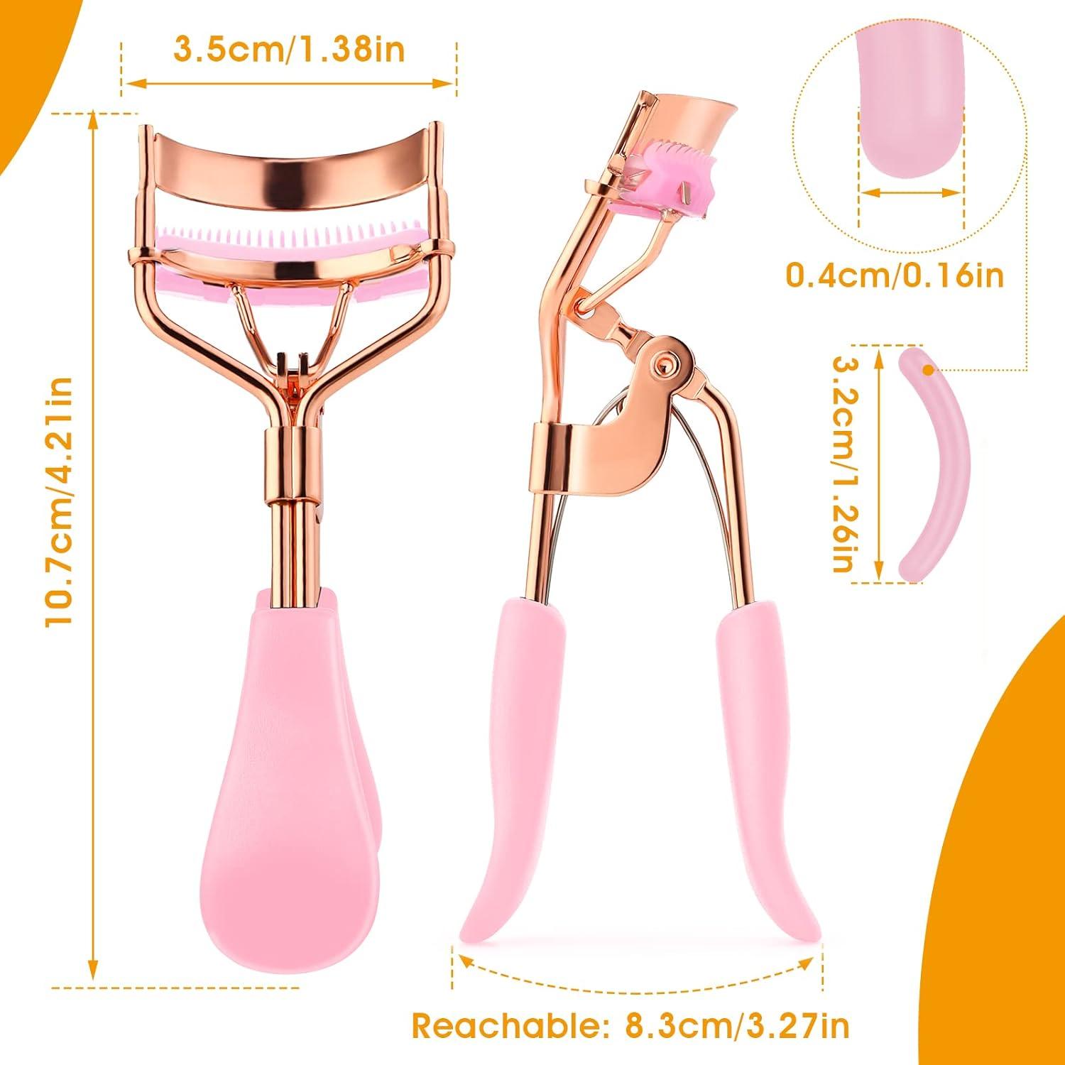 Kit Rizador de Pestañas WLLHYF Profesional Rosa con Peine