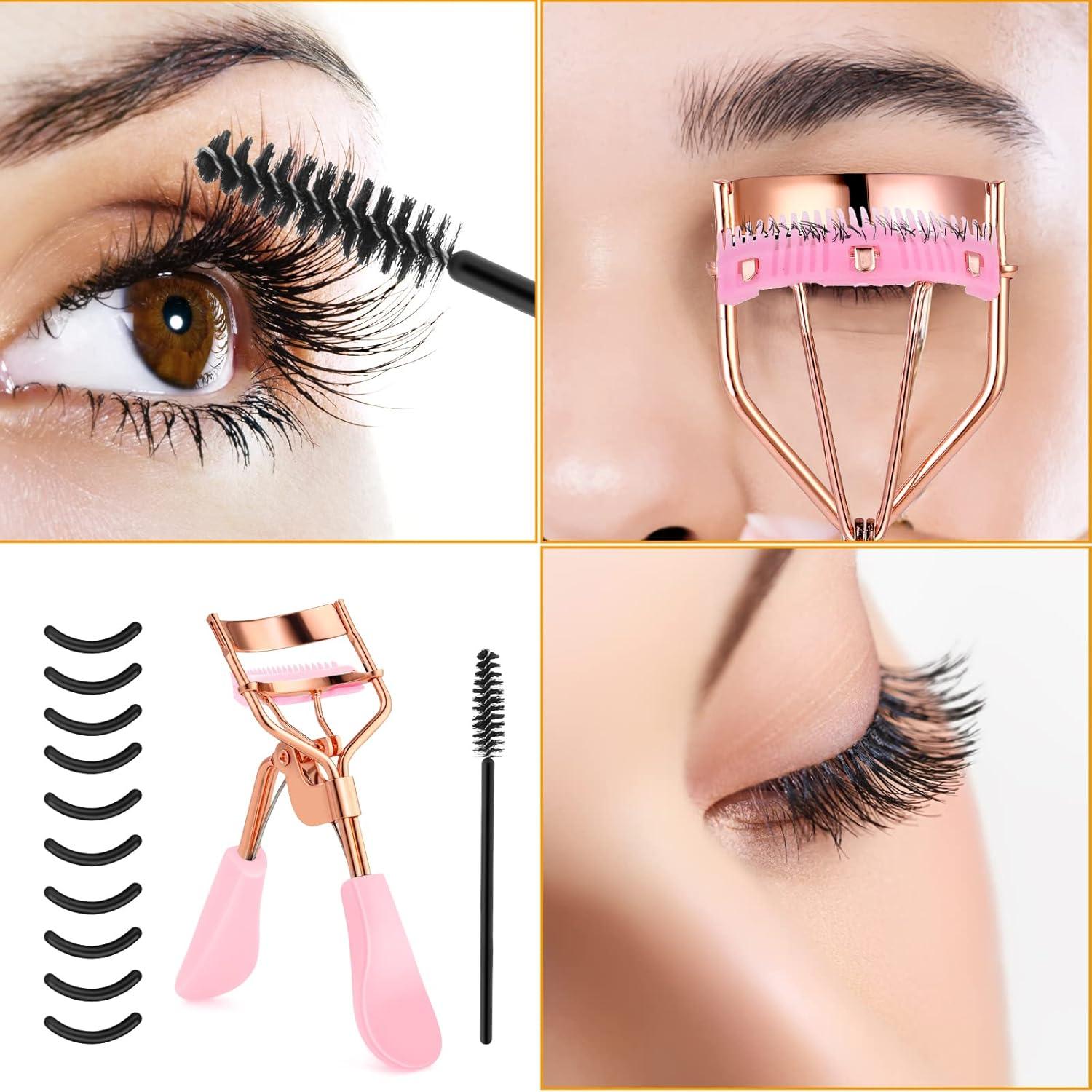 Kit Rizador de Pestañas WLLHYF Profesional Rosa con Peine