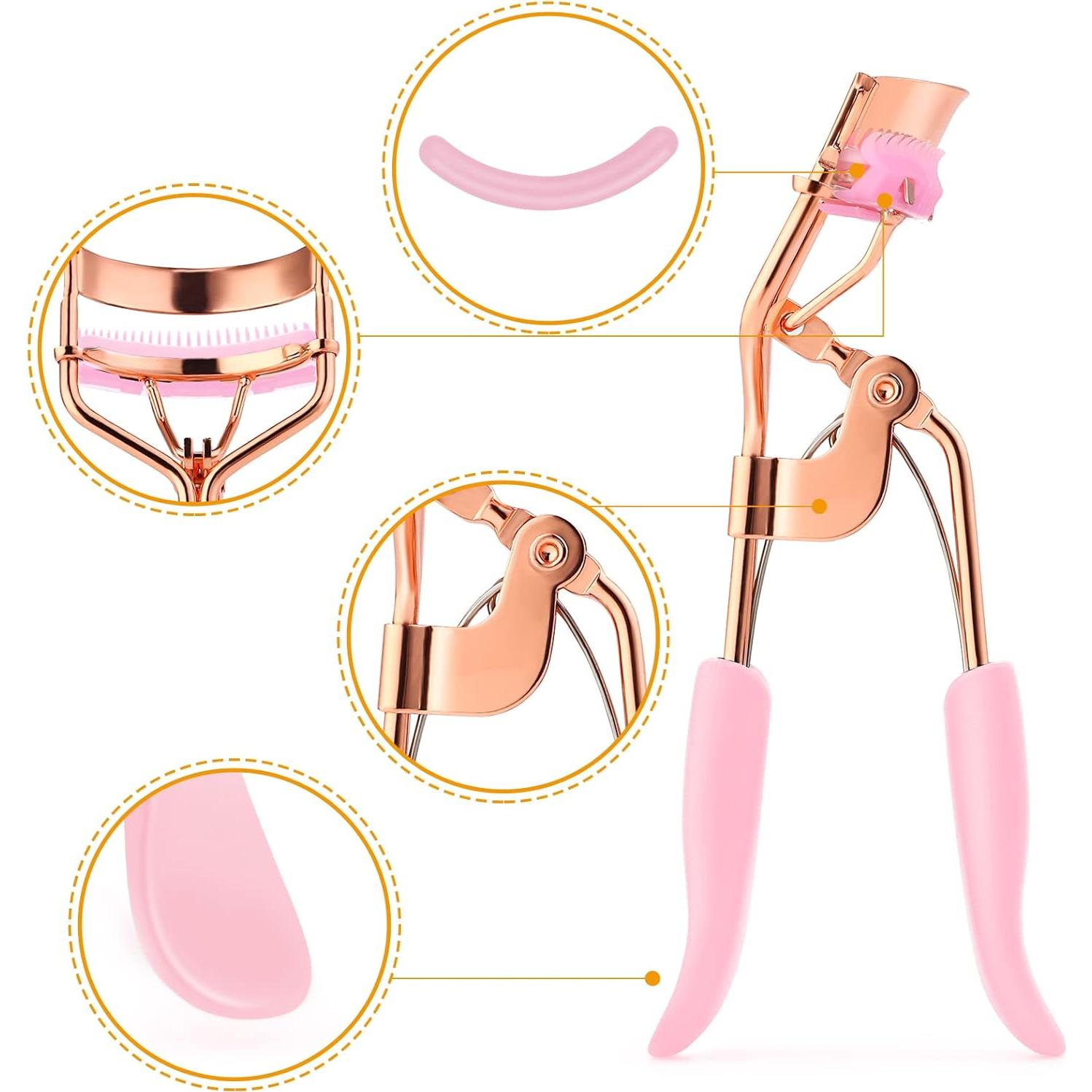 Kit Rizador de Pestañas WLLHYF Profesional Rosa con Peine