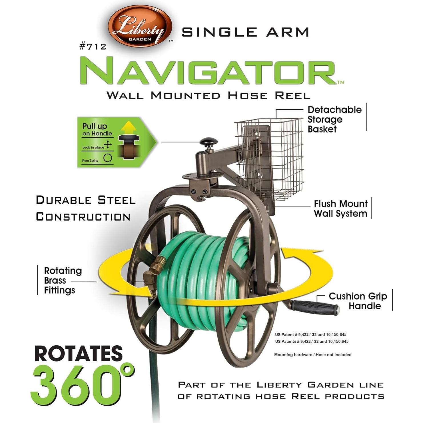 Carrete de Manguera Liberty Garden 712 de Brazo Único 38.1m