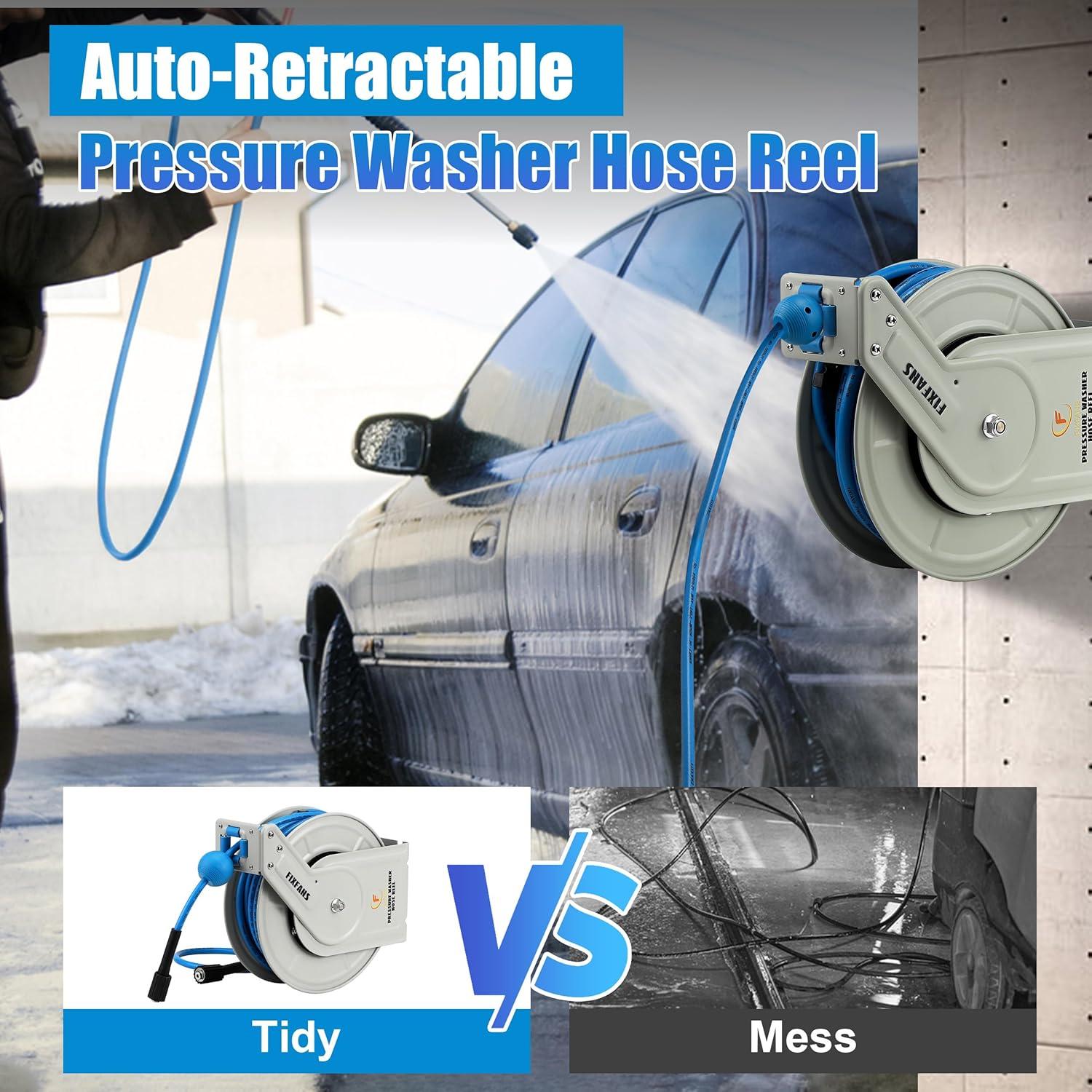 Carrete de Manguera Retráctil FIXFANS 18.29m 3600 PSI