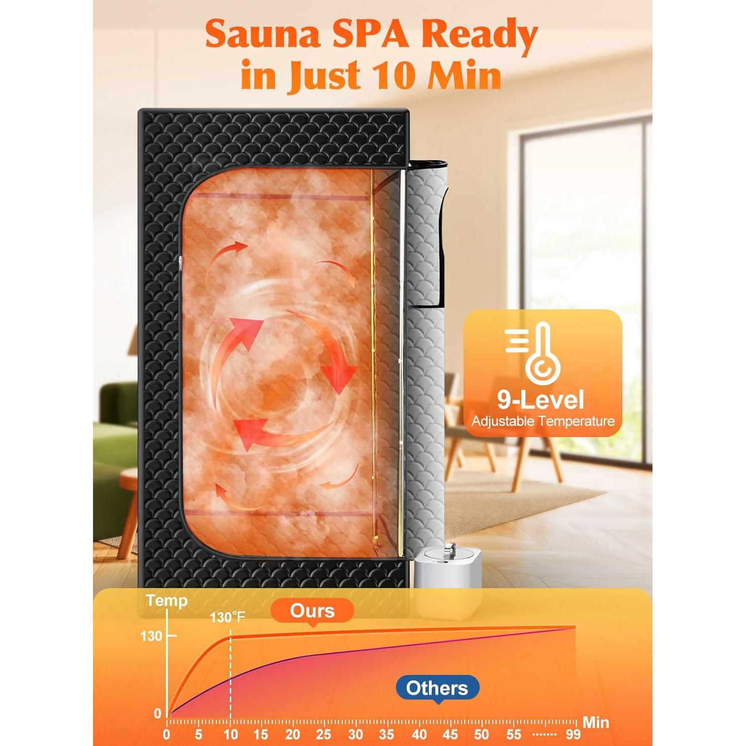 Sauna Portátil de Vapor Personal 1200W con Control Remoto