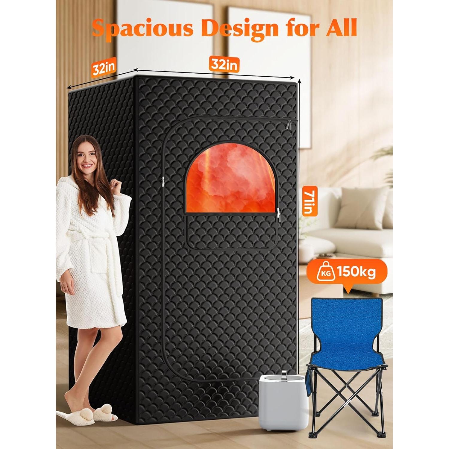 Sauna Portátil de Vapor Personal 1200W con Control Remoto